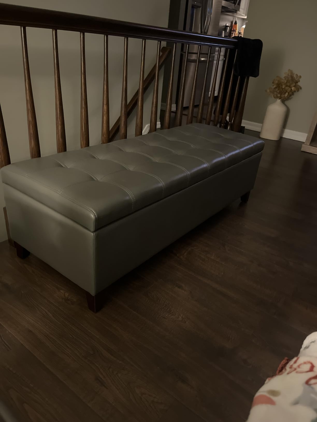 Joveco 51 Inch Storage Bench,Leather Tufted Storage Ottoman with Legs customer photo 1