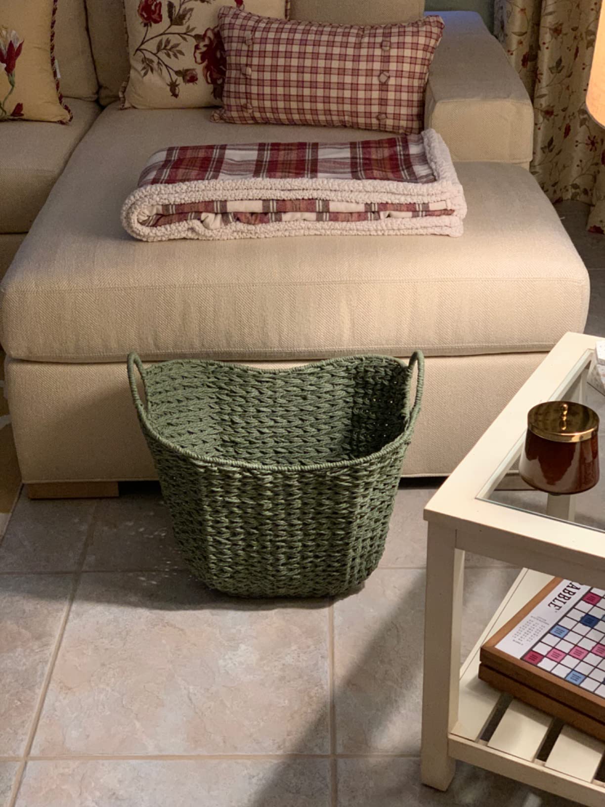 Household Essentials ML-4002 Tall Water Hyacinth Wicker Basket with Handles | Natural, Brown, Natural customer photo 1