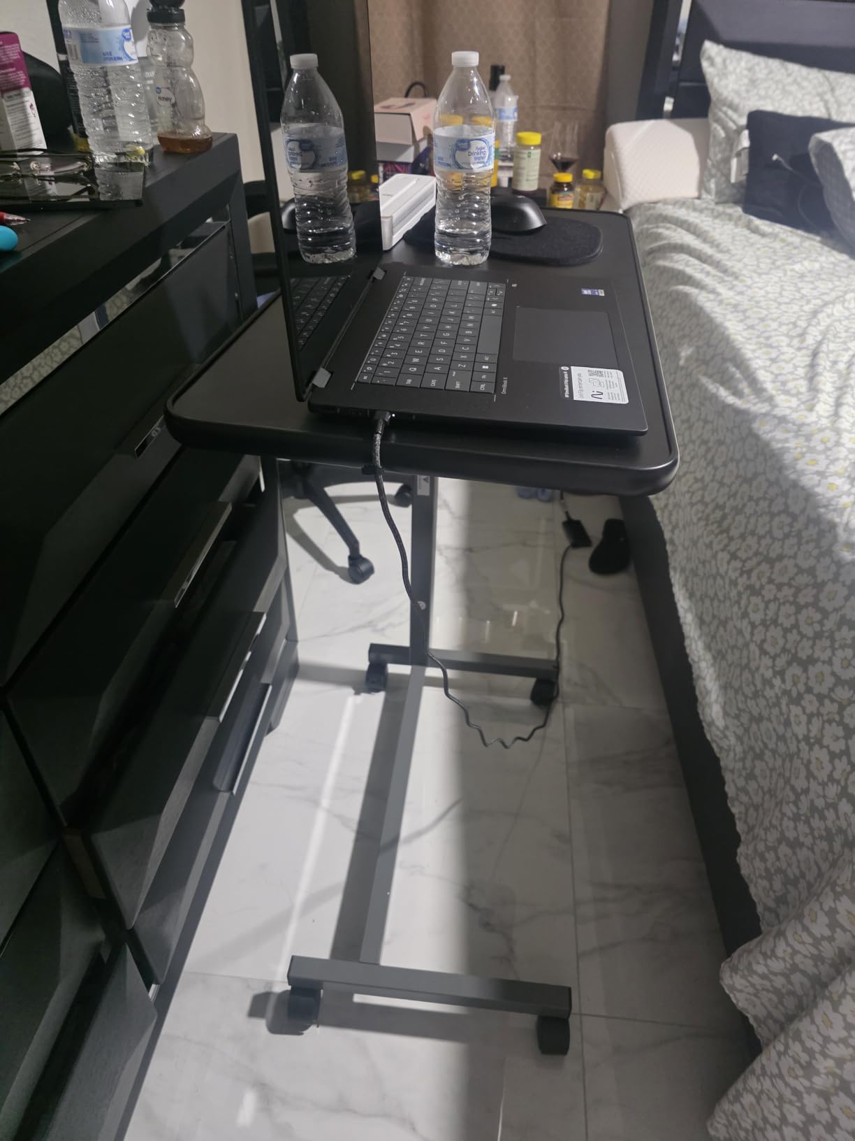 Vaunn Medical Adjustable Overbed Bedside Table with Wheels (Hospital and Home Use) customer photo 1