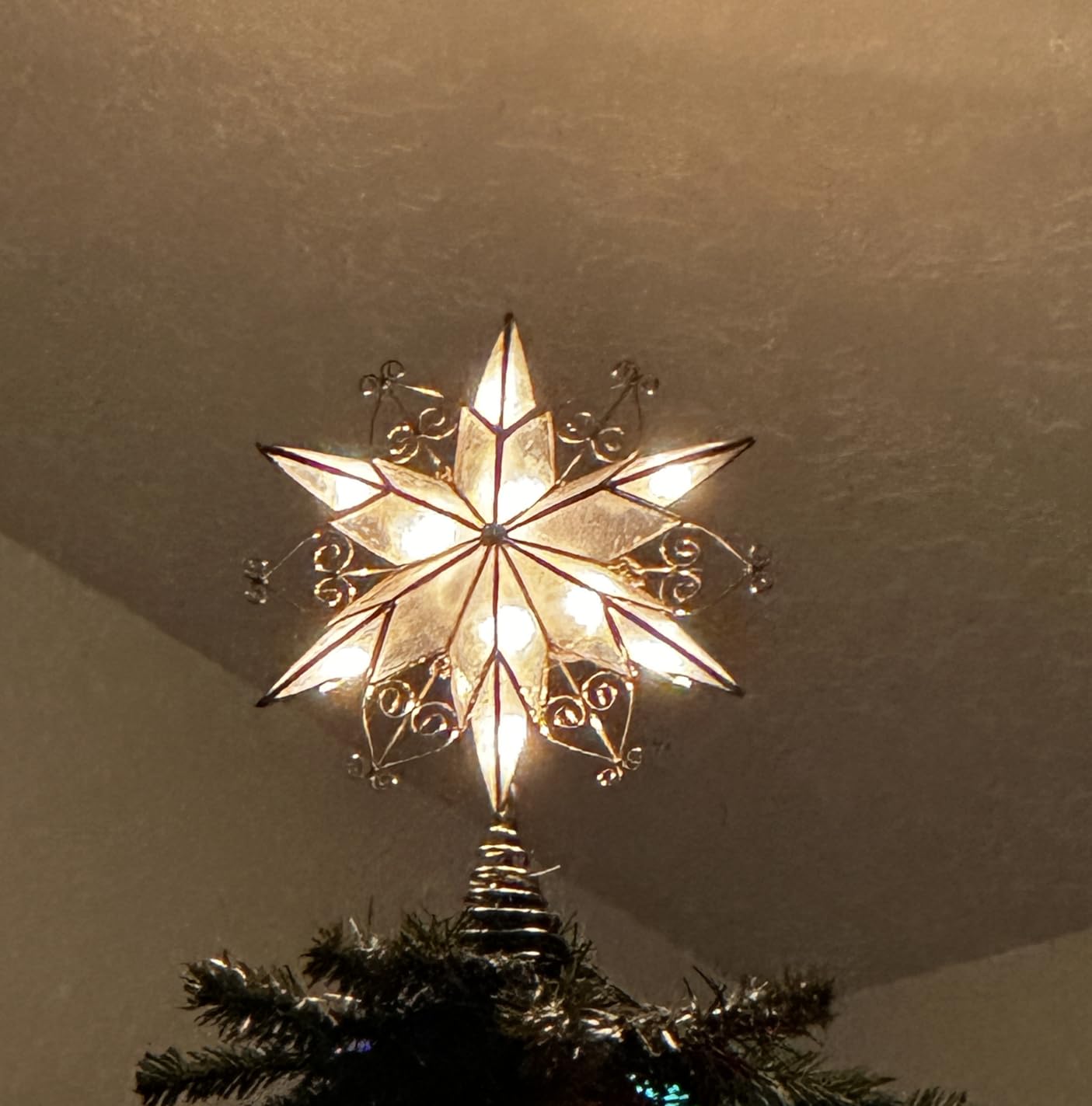 Kurt Adler 10-Light 6-Point Capiz Star Treetop with Scroll Design customer photo 1