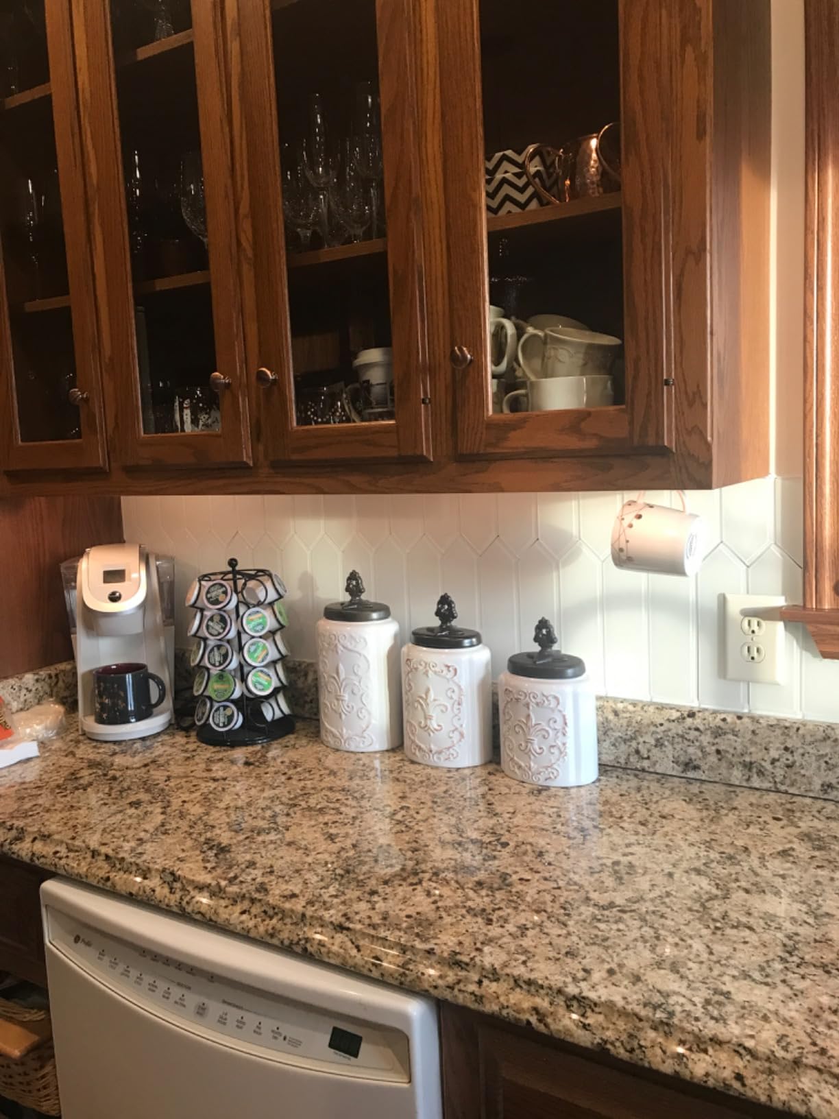American Atelier Fleur de Lis White Canister Set 3-Piece Ceramic Jars in 84.5oz, 74.5oz, & 60oz Designed w/ Airtight Stainless Steel Lids for Cookies, Candy, Coffee, Flour, Sugar, Rice, Pasta, Cereal customer photo 2
