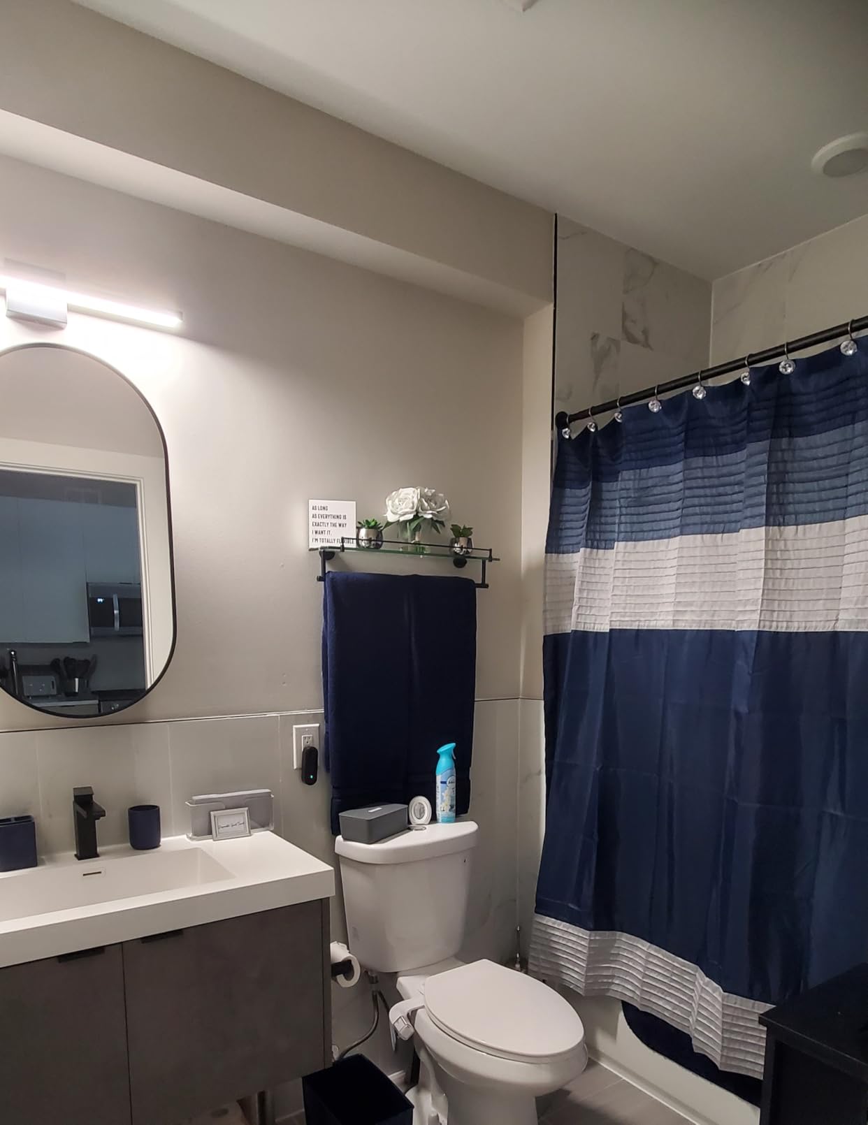 Madison Park Amherst 72 x 72 Bathroom Shower Curtain, Faux Silk, Navy customer photo 1