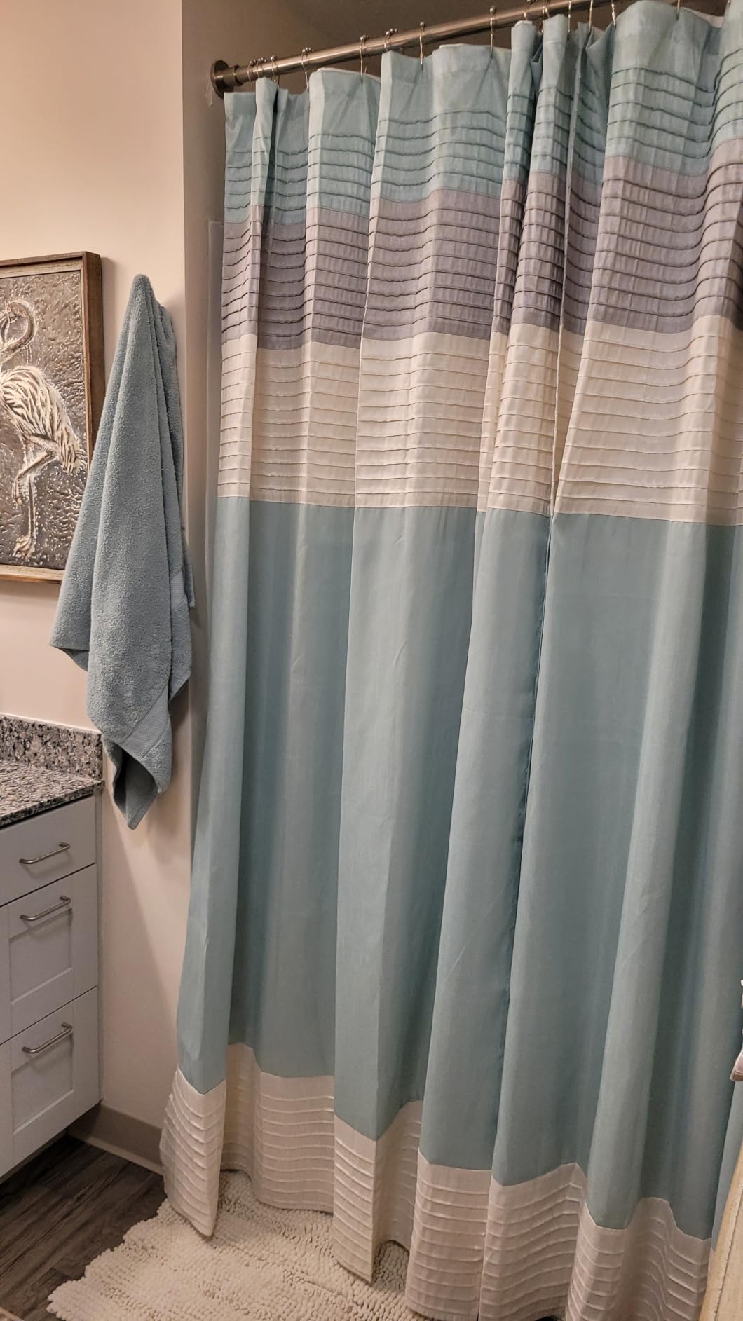 Madison Park Amherst 72 x 72 Bathroom Shower Curtain, Faux Silk, Navy customer photo 2