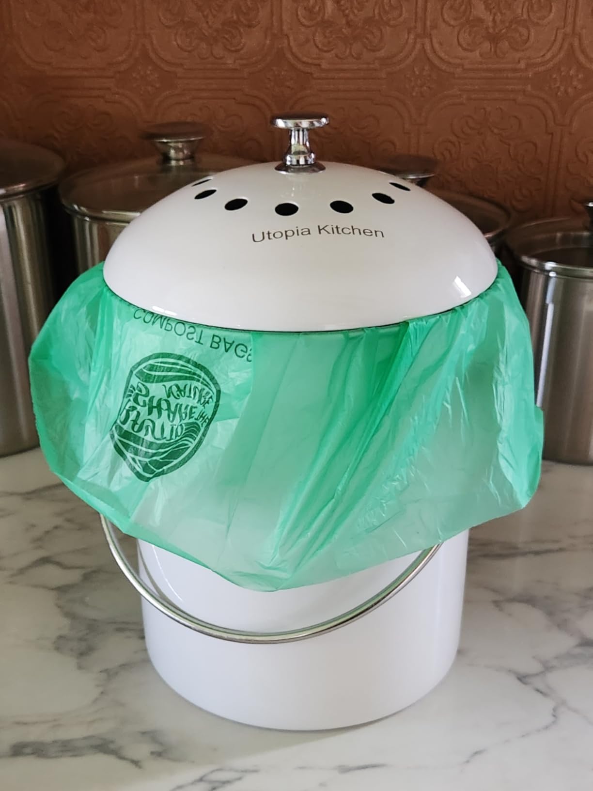 Utopia Kitchen Countertop Compost Bin 1.3 Gallon, Stainless Steel, Silver customer photo 1