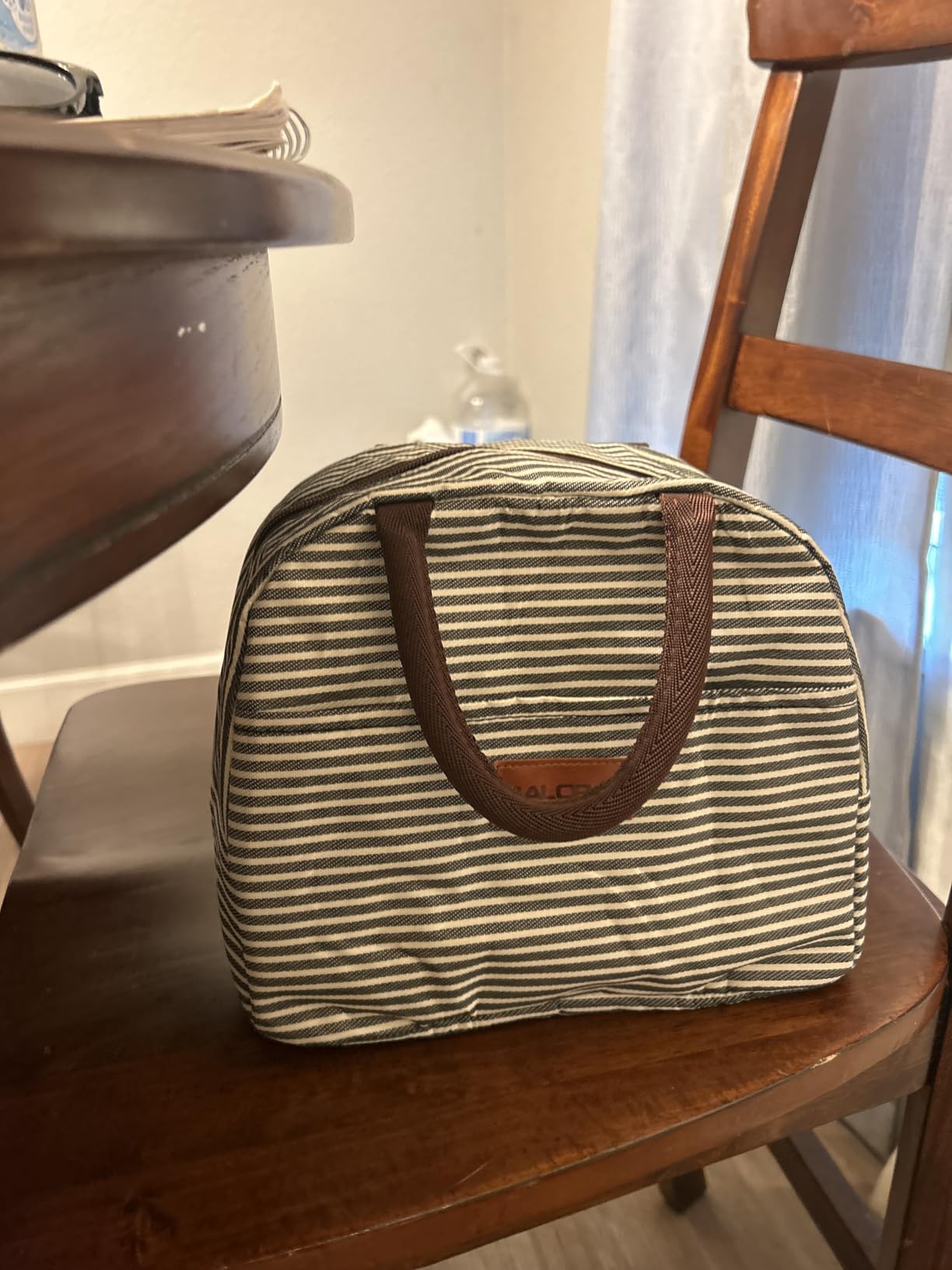 BALORAY Lunch Bag for Women Men Adult Lunch Box (Black White Stripes), M customer photo 2