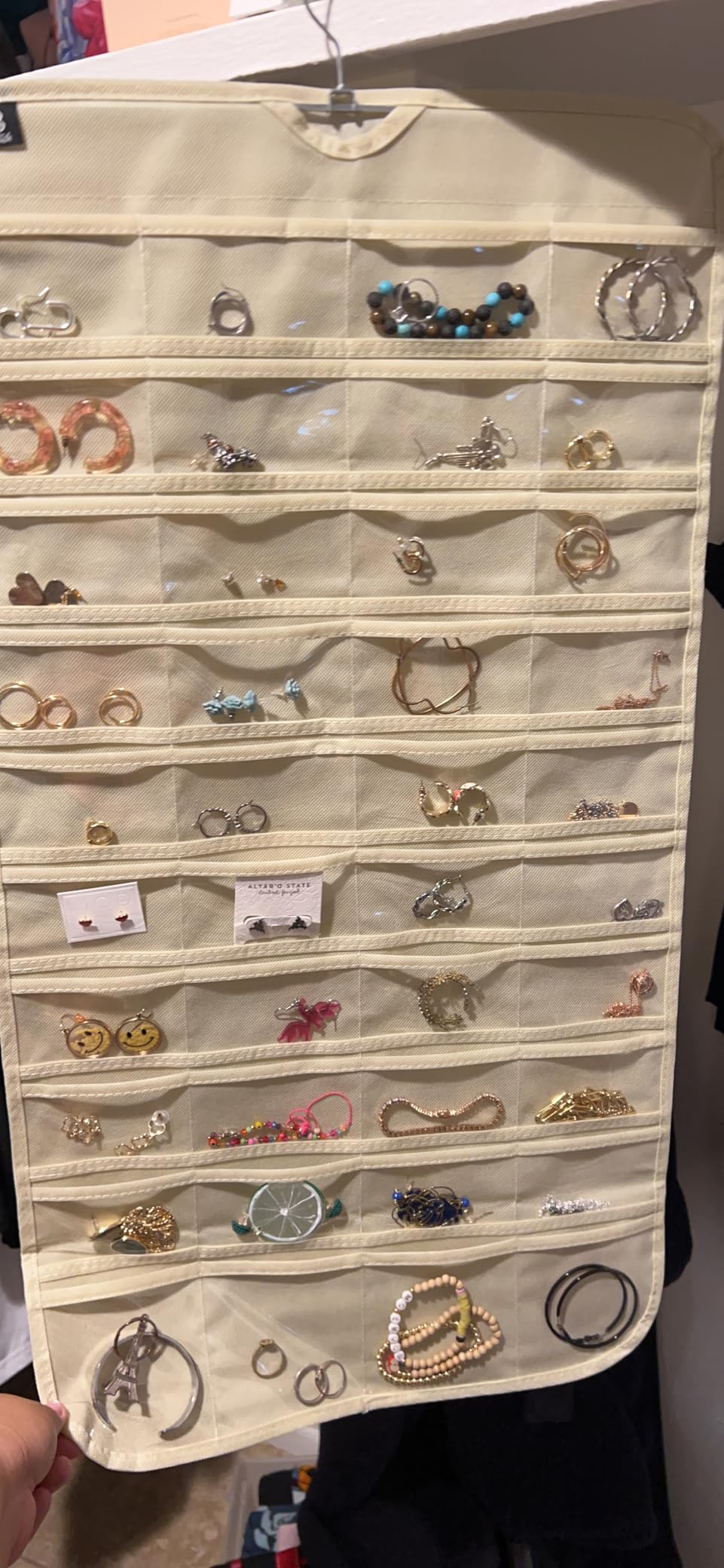 BB Brotrade Hanging Jewelry Organizer,Accessories Organizer,80 Pocket Organizer for Holding Jewelries(Beige) customer photo 1