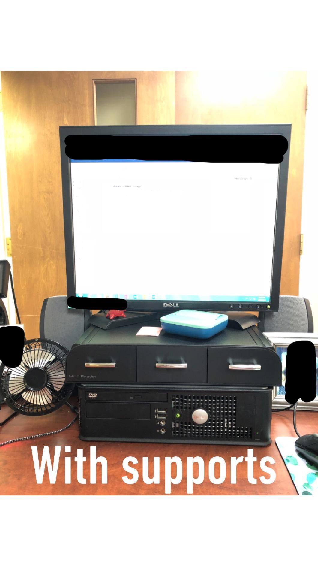 Mind Reader Monitor Stand, Laptop Riser, Desktop Organizer, Storage Drawer, Office, Plastic, 13.5