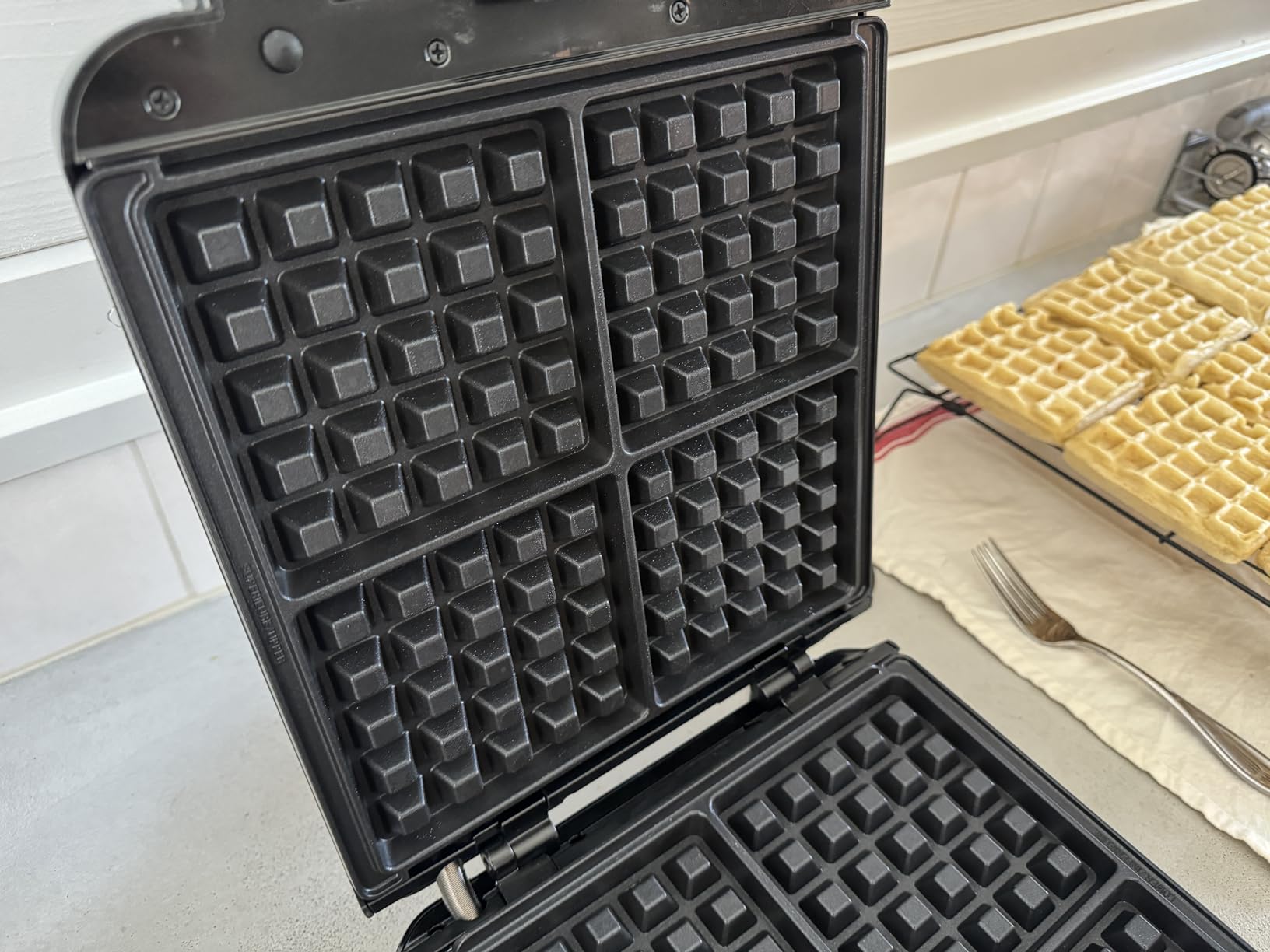 KRUPS 4-Slice Belgian Waffle Maker: Stainless Steel, 5 Browning Levels, Audible Ready Beep, Removable Plates, 1200W, Silver/Black, Large Waffle Maker Family Size, Great for Family Breakfasts customer photo 1