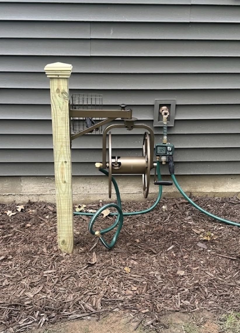 Liberty GARDEN 712 Single Arm Navigator Multi-Directional Garden Hose Reel, Holds 125-Feet of, 5/8-Inch, Bronze customer photo 1