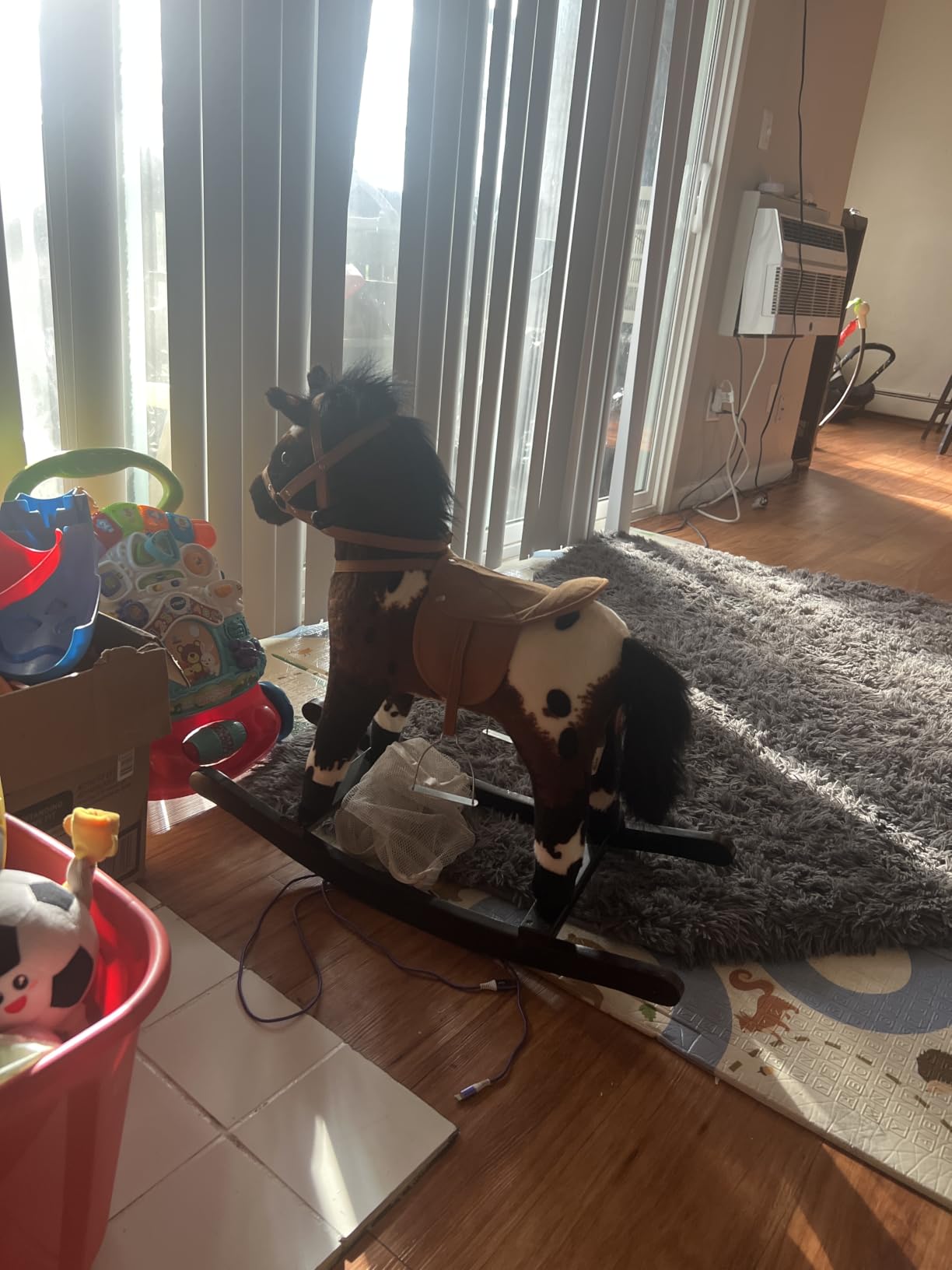 Qaba Rocking Horse Realistic Sounds for Toddlers 3-9, Dark Brown customer photo 2