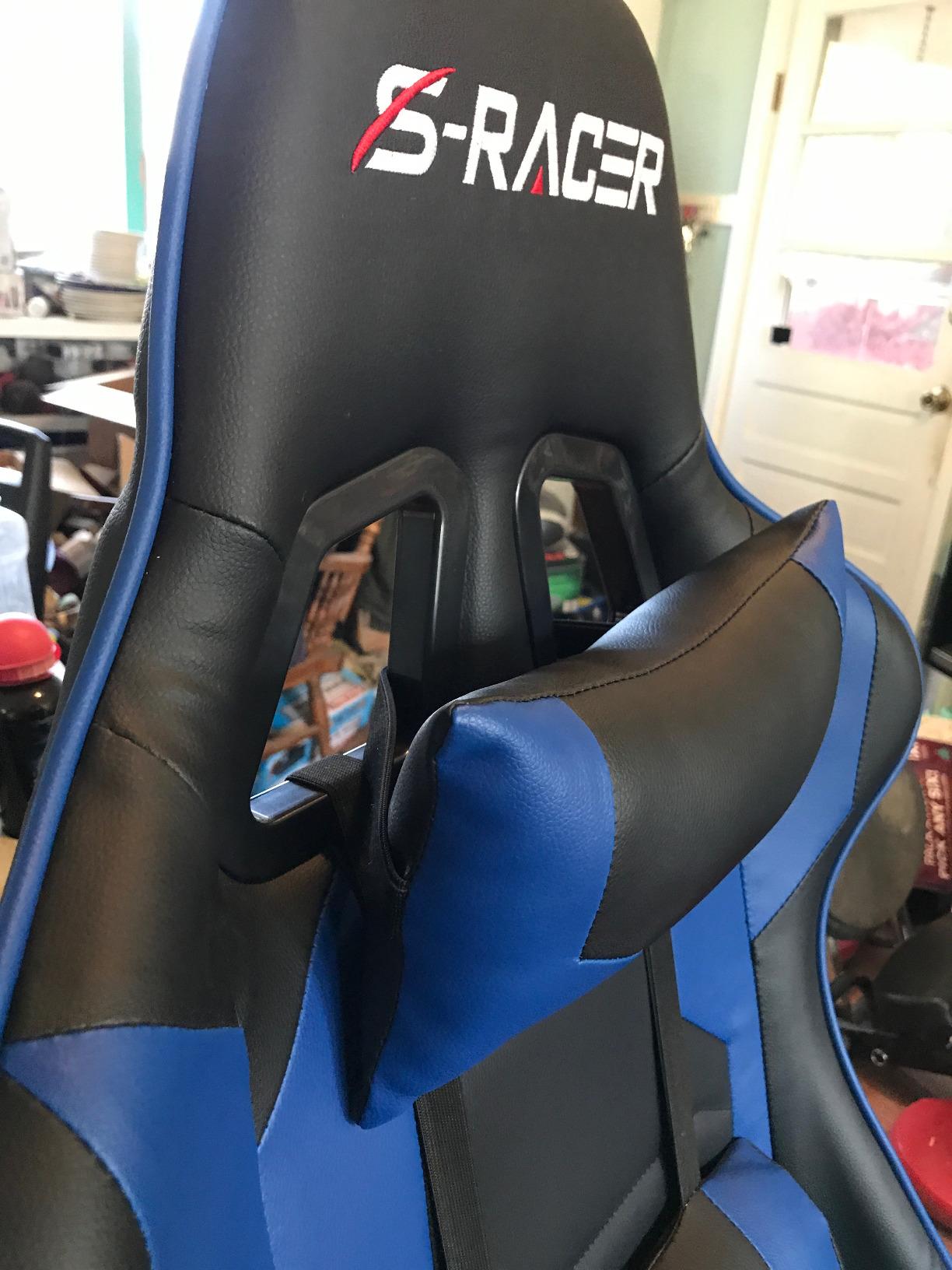 Homall Gaming Chair, Office Chair High Back Computer Chair Leather Desk Chair Racing Executive Ergonomic Adjustable Swivel Task Chair with Headrest and Lumbar Support (White) customer photo 1