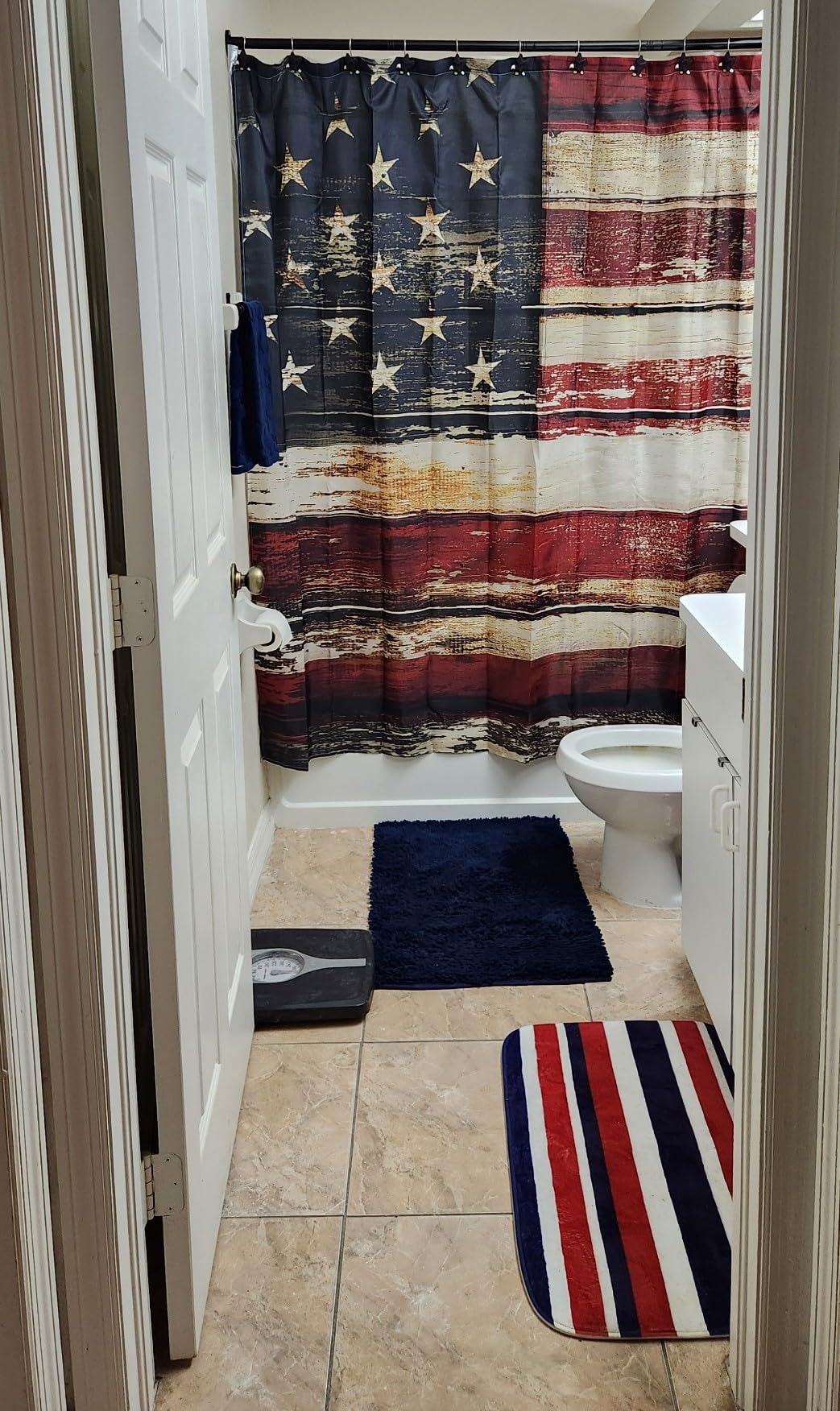 H.VERSAILTEX Navy Blue Bath Rug, Bath Mat Non Slip Bath Mats for Bathroom Floor, Bathroom Rug Extra Thick Chenille Rug 17
