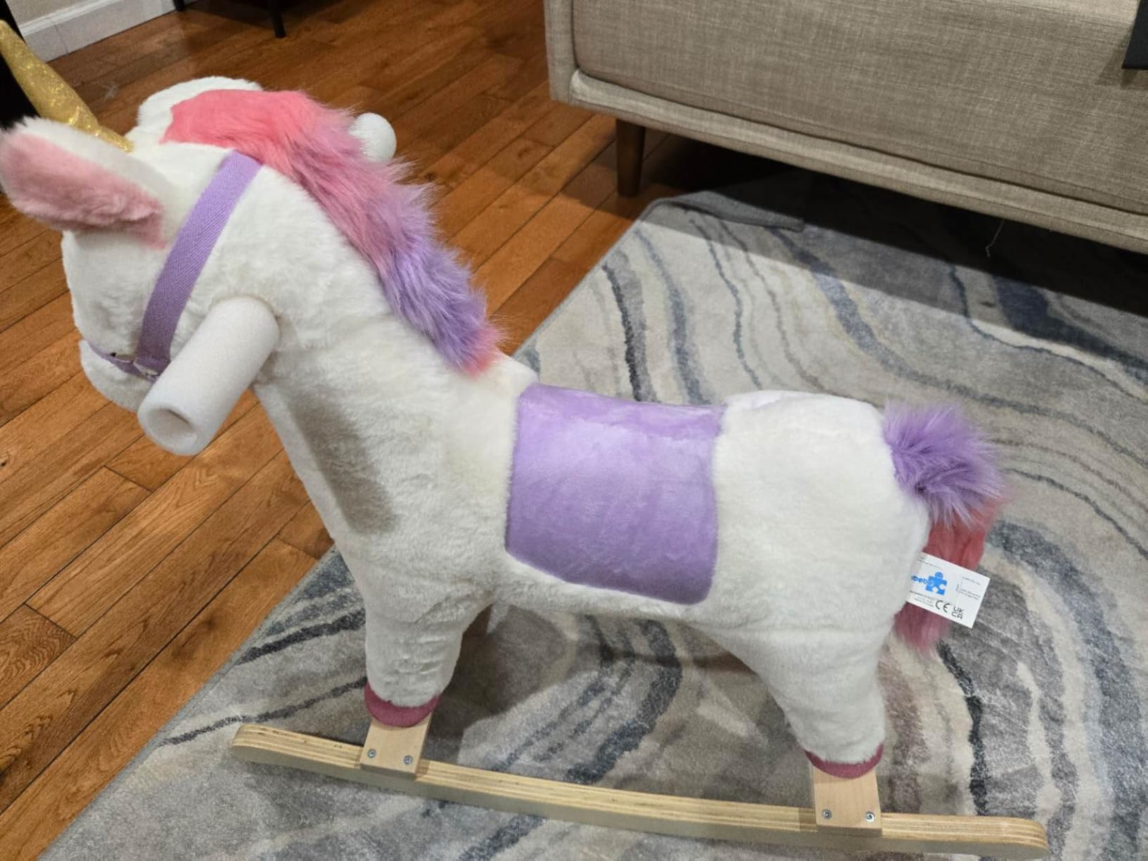 labebe - Baby Rocking Horse, Ride Unicorn, Kid Ride On Toy for 6 Month-3 Year Old, Infant (Boy Girl) Plush Animal Rocker, Toddler/Child Stuffed Ride Toy (Pink) customer photo 2