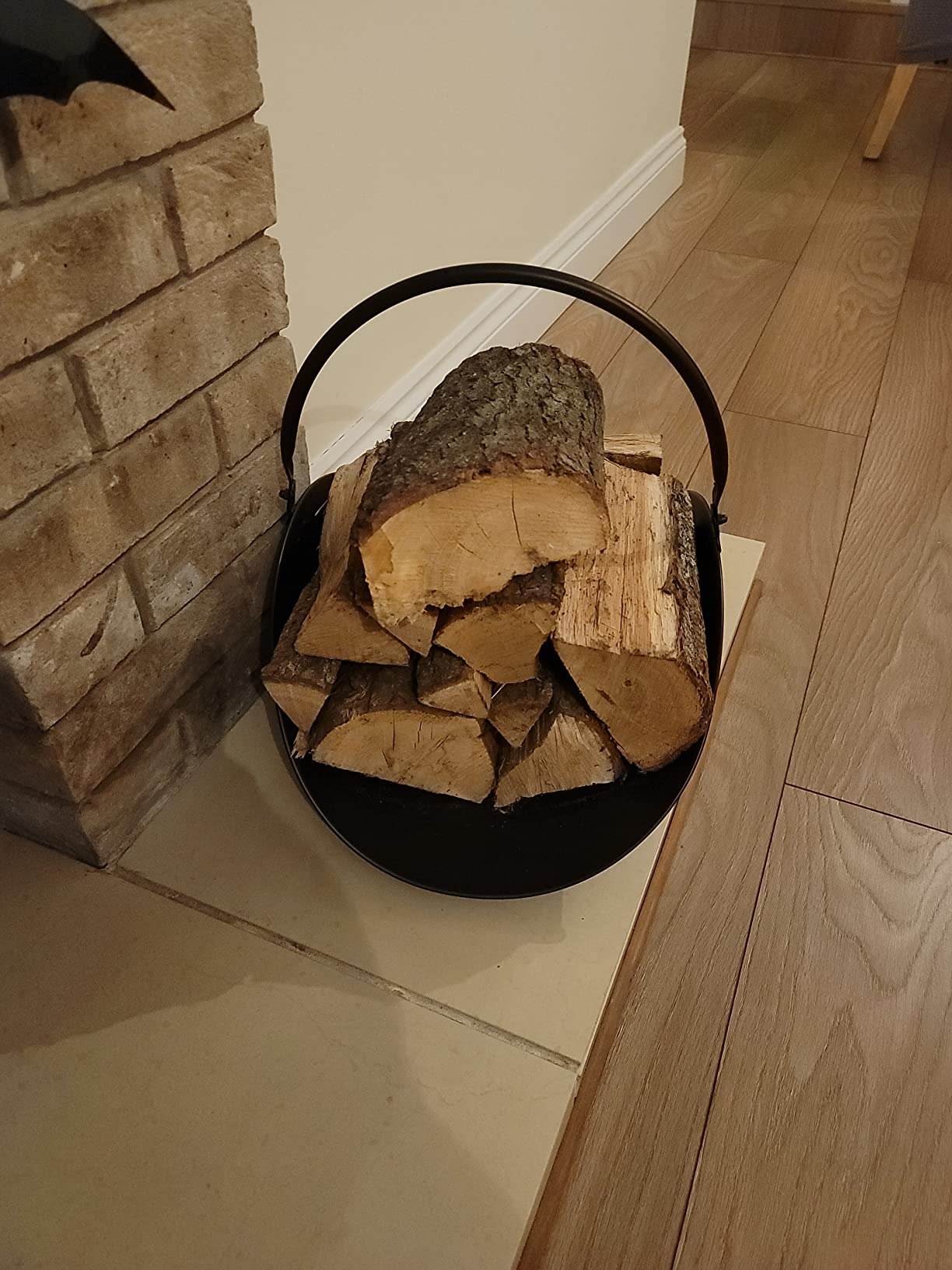 Rocky Mountain Goods Firewood Basket Holder Indoor - Decorative Finish Metal Log Holder - Fireplace Wood Rack is Ideal Size for Indoor use - Assembly Wrench Included - for Modern or Classic Home customer photo 2