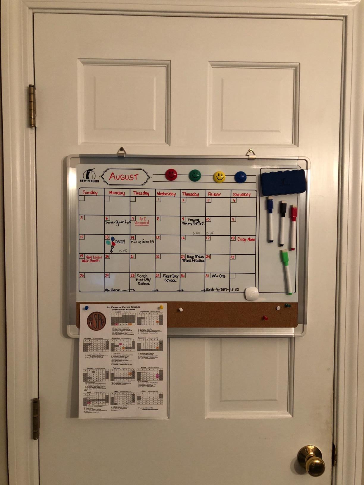 Dry Erase Calendar for Wall - Whiteboard Calendar with Cork Board 24x18 in customer photo 1