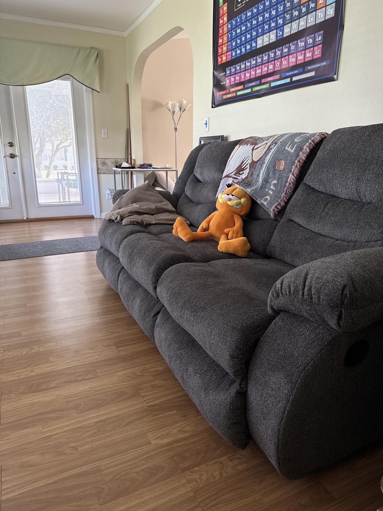 Signature Design by Ashley Manual Reclining Sofa Couch, Gray Chenille customer photo 1