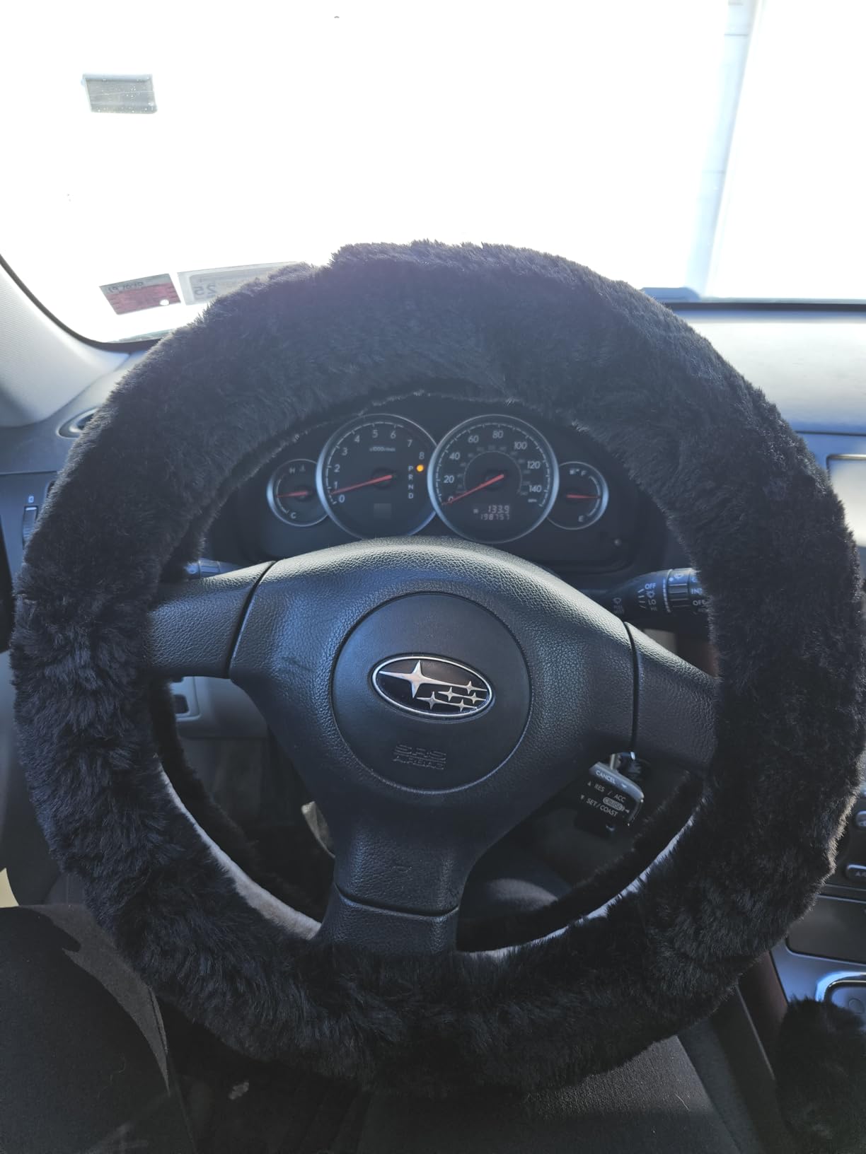 Cxtiy Warm Steering Wheel Cover with Handbrake Cover & Gear Shift Cover, Soft Fazzy Steering Wheel Wrap Faux Wool Fluffy for Winter 3 Pcs1 Set Fit Most of Car(Black) customer photo 2