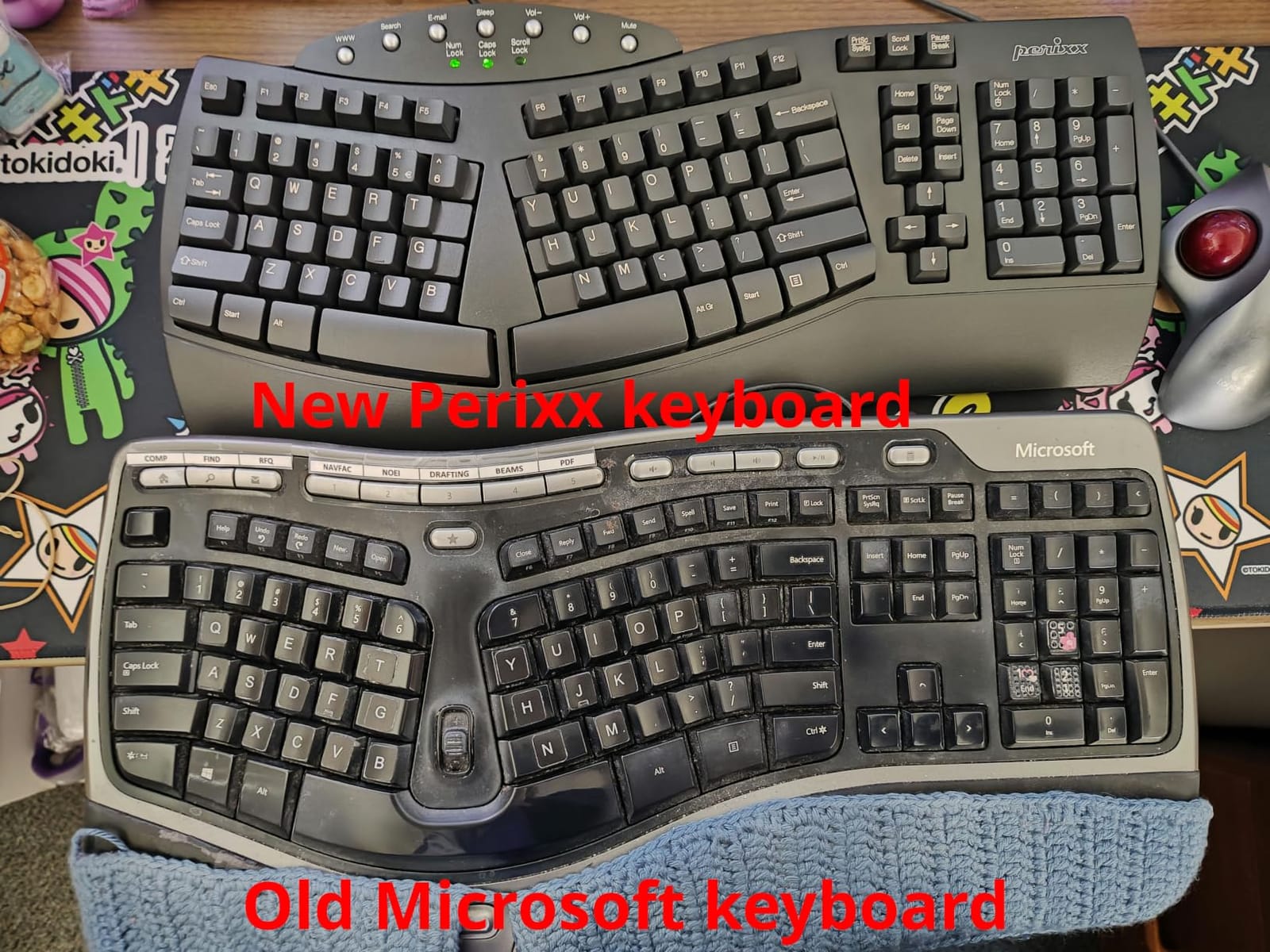 Perixx PERIBOARD-512B Wired Ergonomic Keyboard - Split Keyboard, Wrist Rest, Natural Typing - Wired USB Connectivity - US English - Black customer photo 1