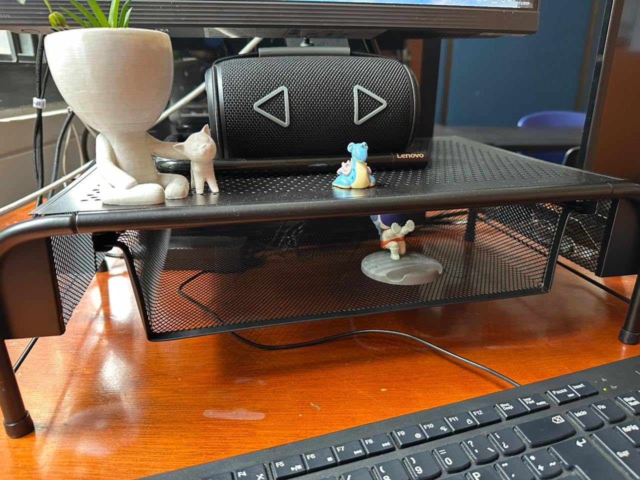 Simple Houseware Metal Desk Monitor Stand Riser w/ Organizer Drawer, Black customer photo 2