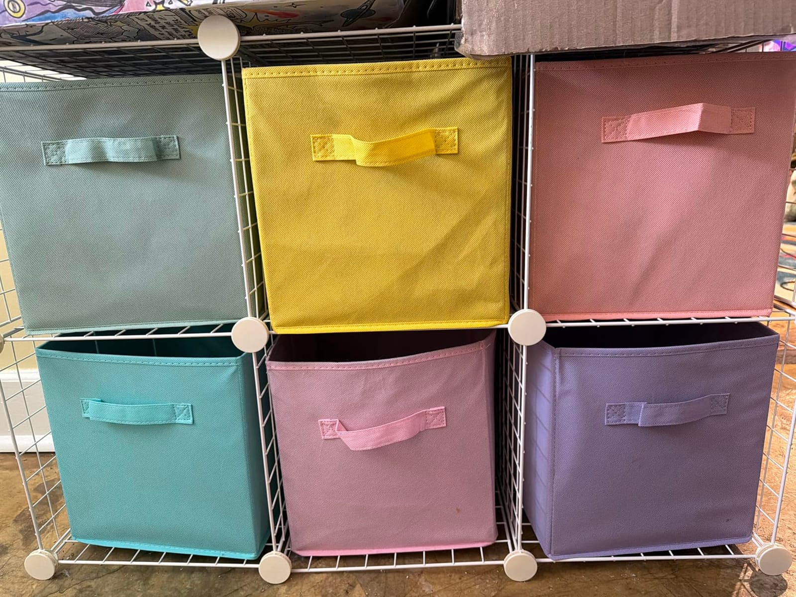 Sorbus Cube Storage Bin, Fabric, 6 Pack (11 Inch, Pastel Multi-Color) customer photo 1
