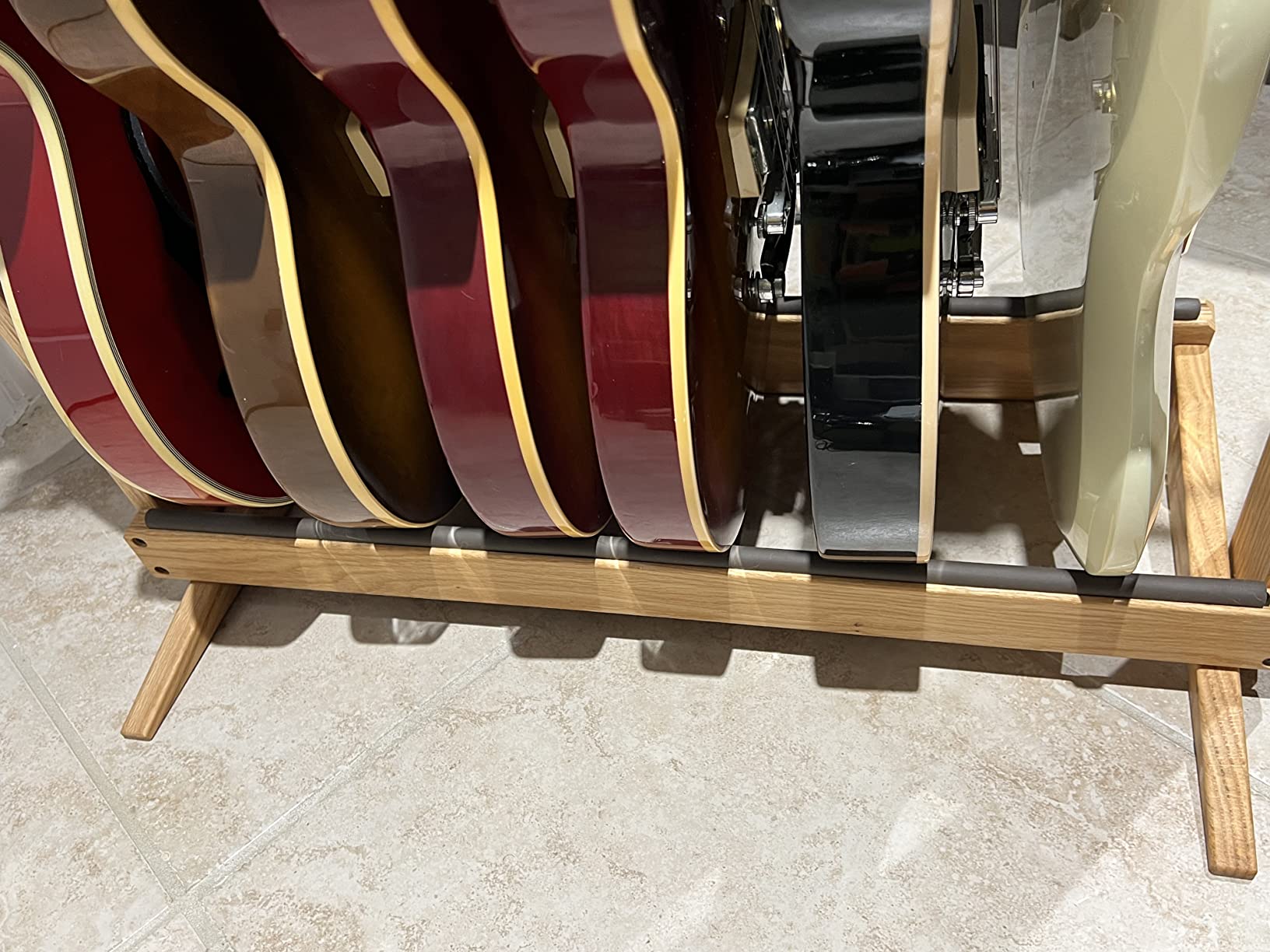String Swing Guitar Stand, Multi Guitar Rack for Acoustic, Electric, Bass Guitars, Hand Welded Steel & Black Walnut Hardwood, Padded Guitar Holders, Guitar Stands Floor - USA Made customer photo 1