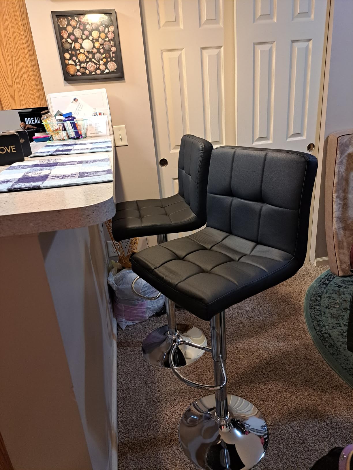 BestOffice | Bar Stools with Backrest | Black, Set of 2 | PU Leather customer photo 2