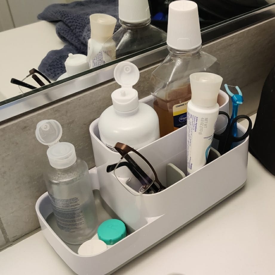 Joseph Joseph EasyStore - Bathroom Storage Countertop Caddy Organizer for Bathroom Accessories - Grey/White customer photo 2
