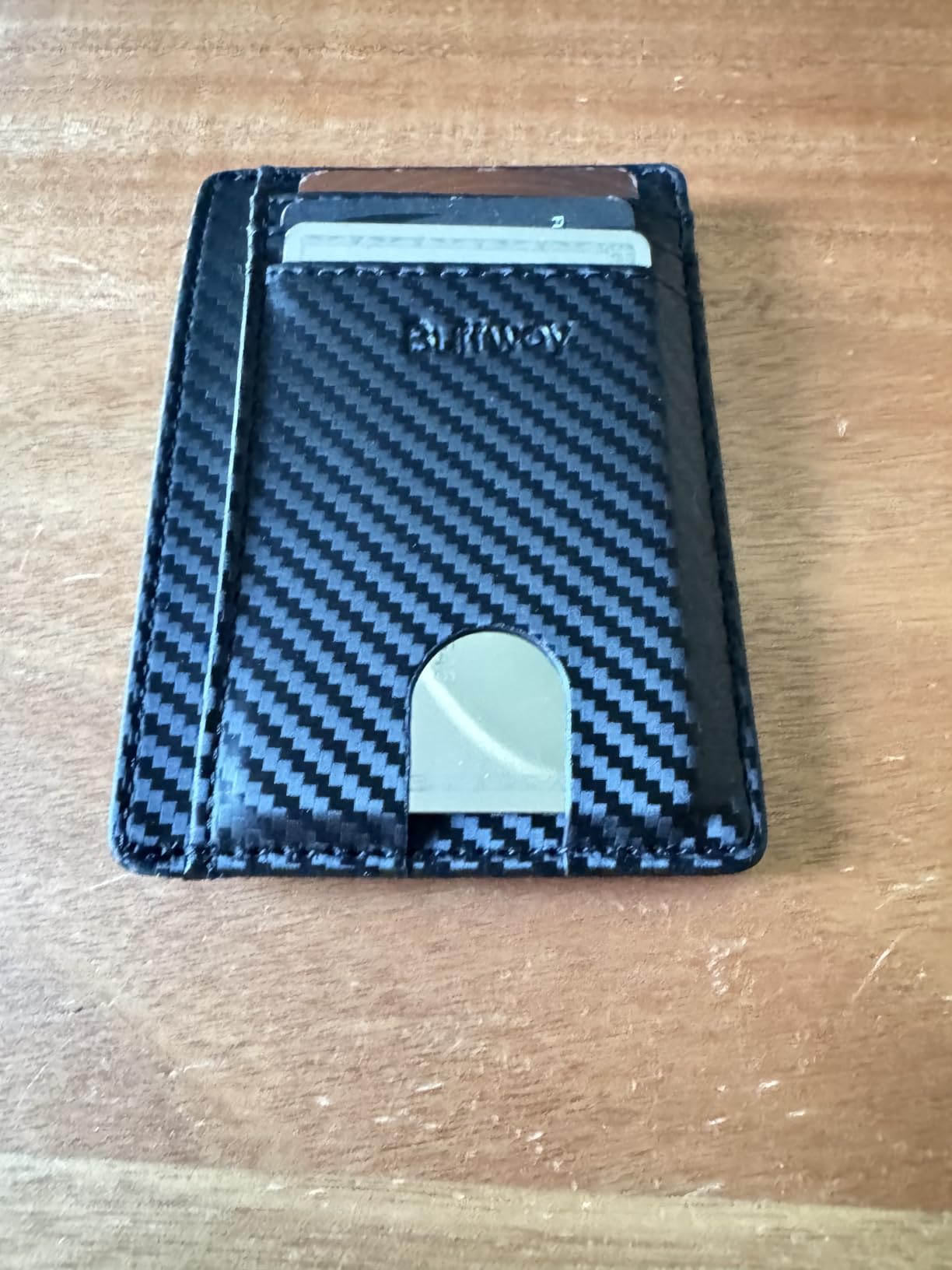 Buffway Slim Minimalist Front Pocket RFID Blocking Leather Wallets for Men and Women - Cross Black customer photo 1