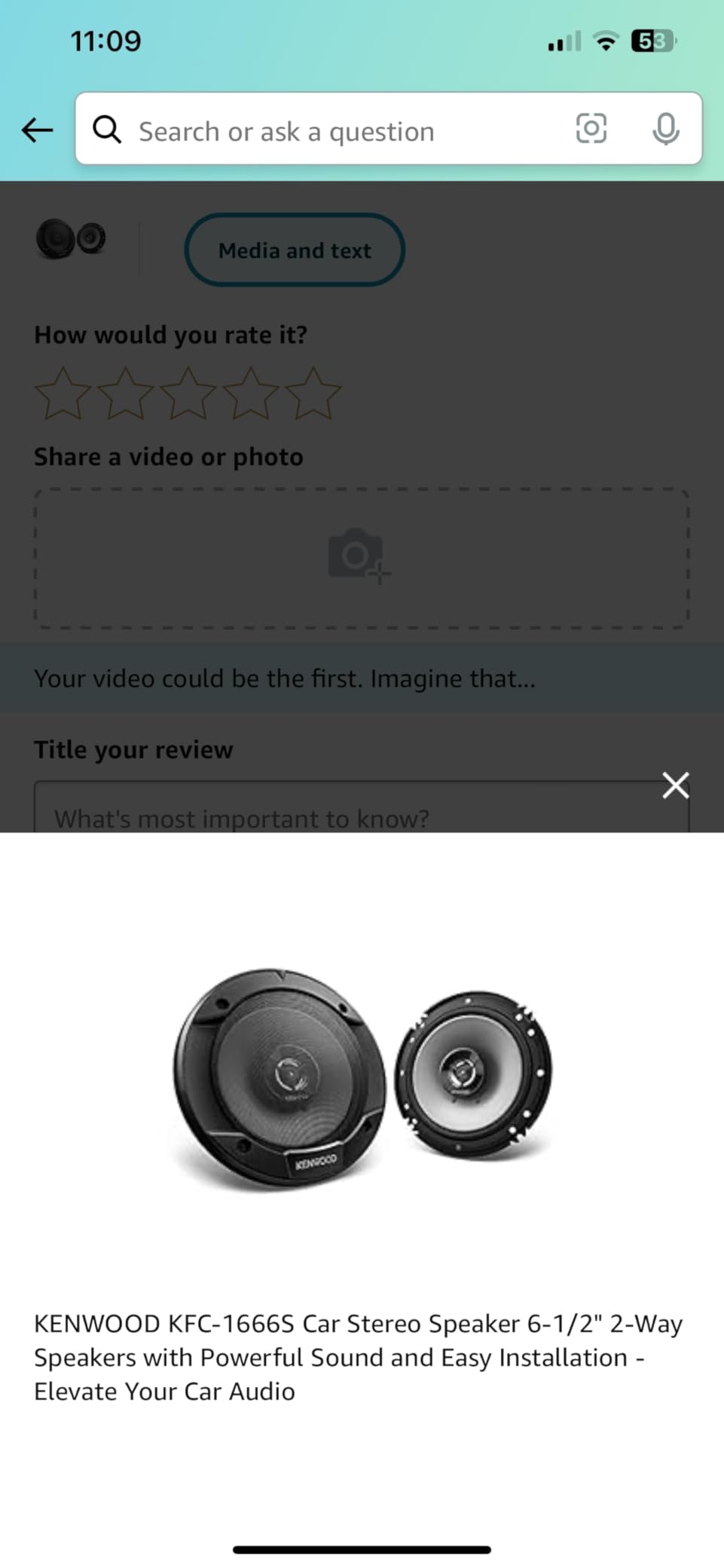 Kenwood KFC-1666S Car Stereo Speaker 6-1/2