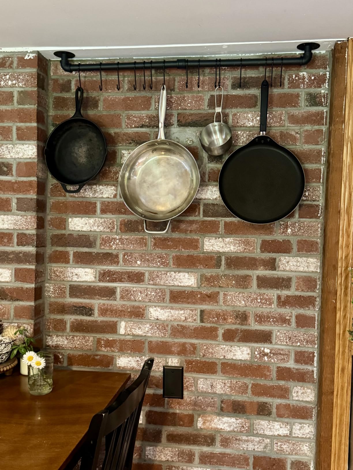 OROPY 38'' Pot Rack Wall Mounted, Iron Pipe Hanging Pot Rack, 14 S Hooks customer photo 2