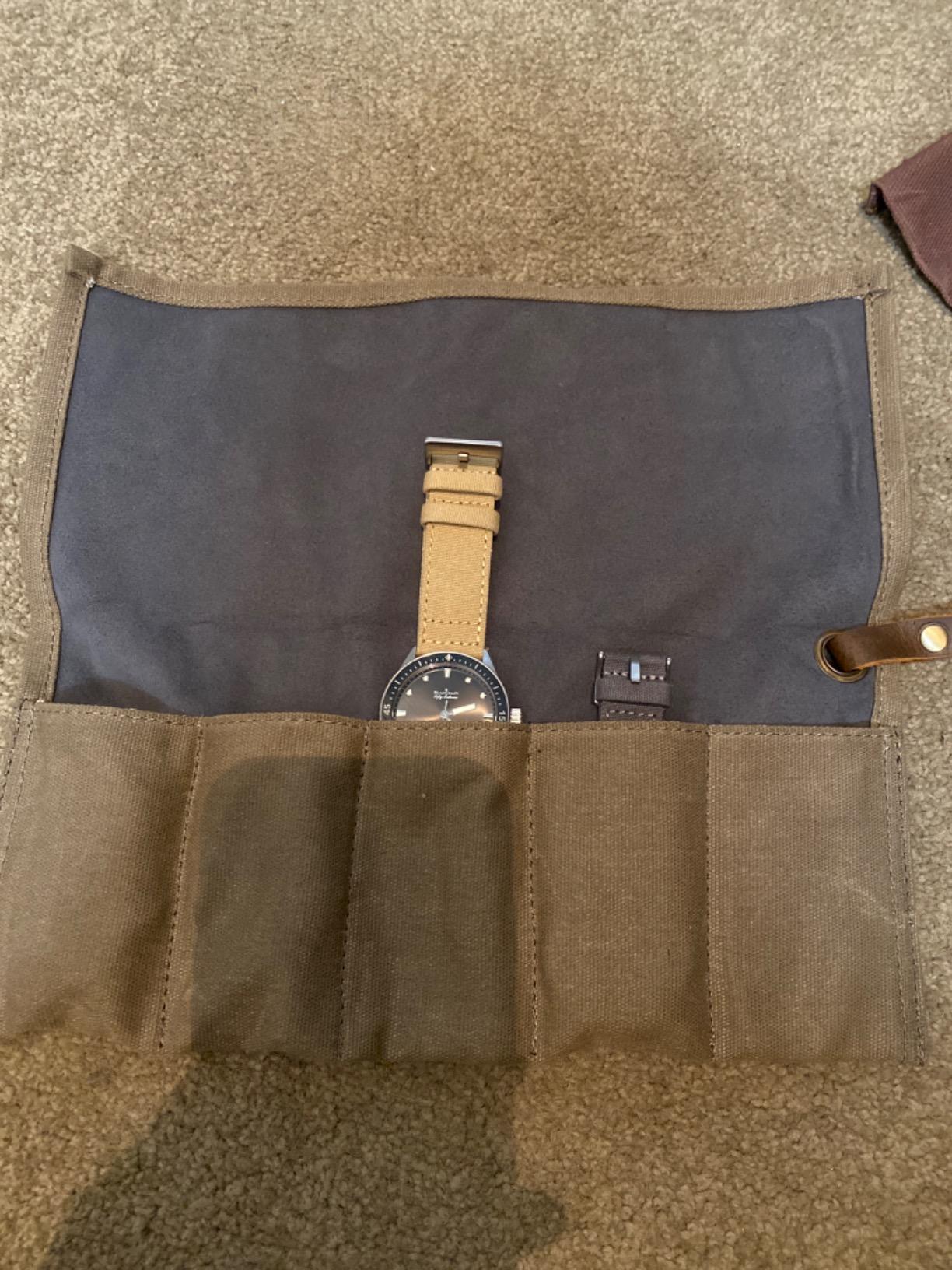 BARTON WATCH BANDS Canvas Watch Roll Travel Case - Waxed Canvas Watch Pouch & Band Storage - Ideal for Travelling or Home Use, Carrier Case & Travel Roll. customer photo 1