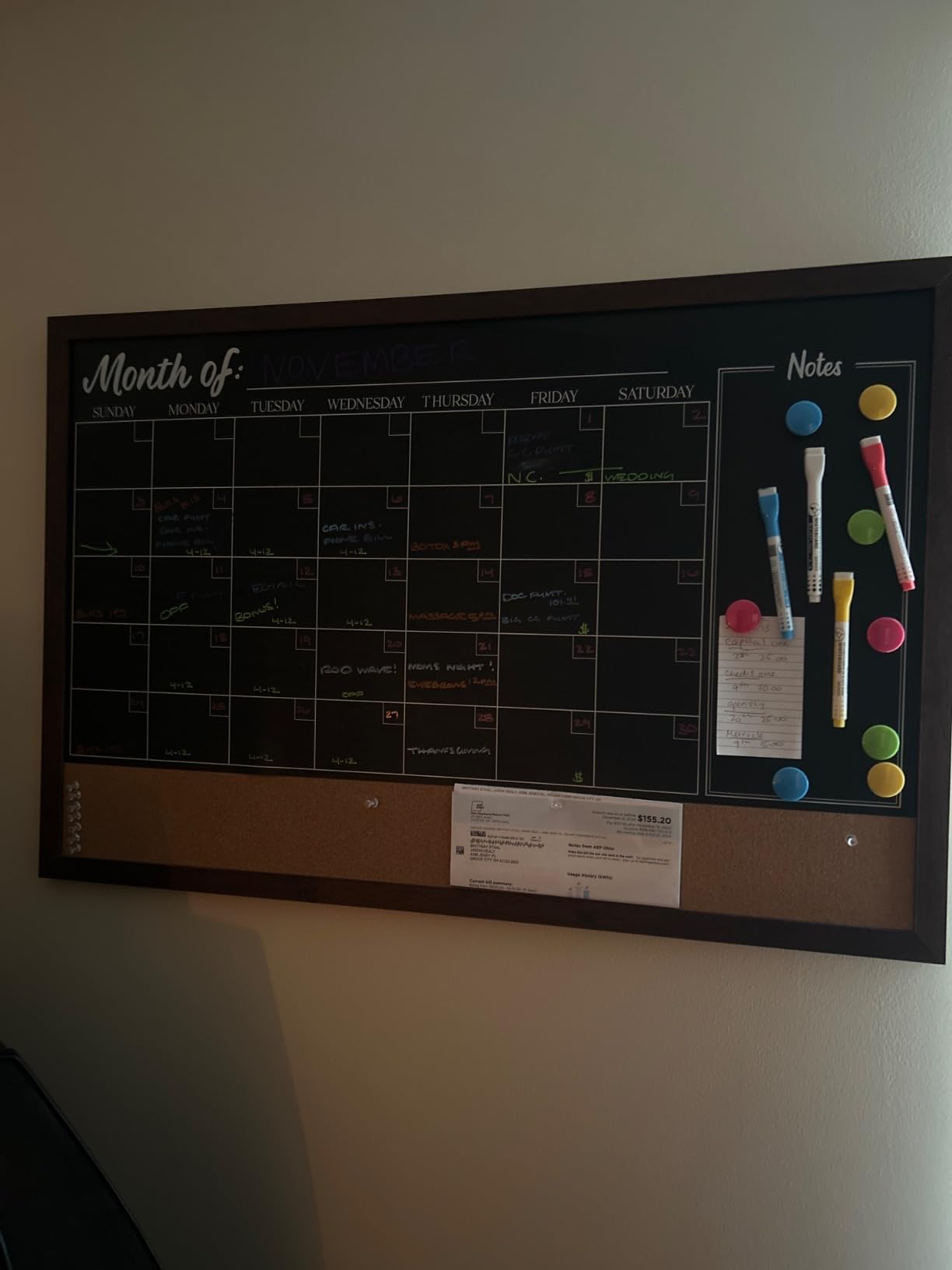 4 THOUGHT Chalkboard Calendar Corkboard Combo 36
