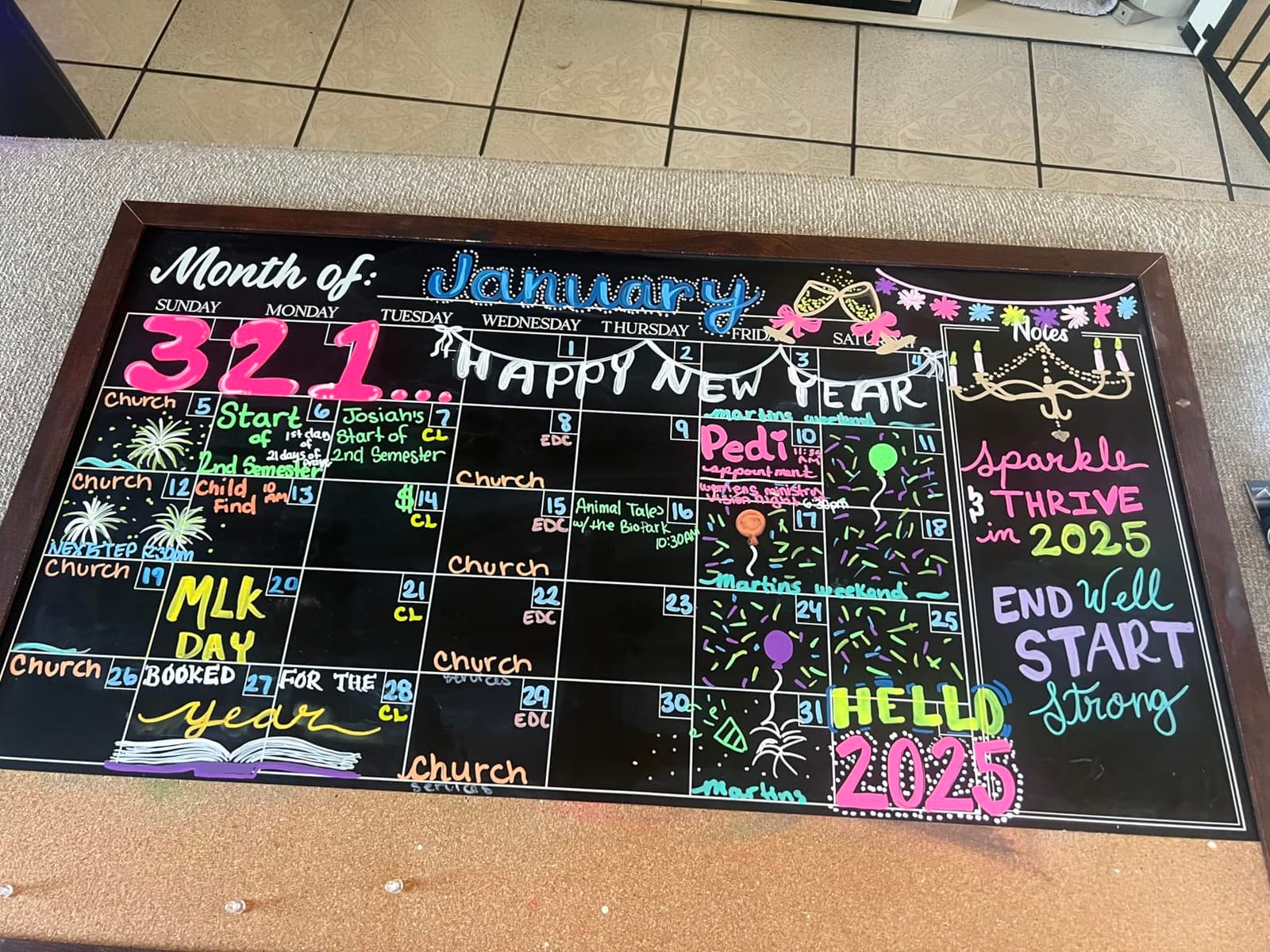 4 THOUGHT Chalkboard Calendar Corkboard Combo 36