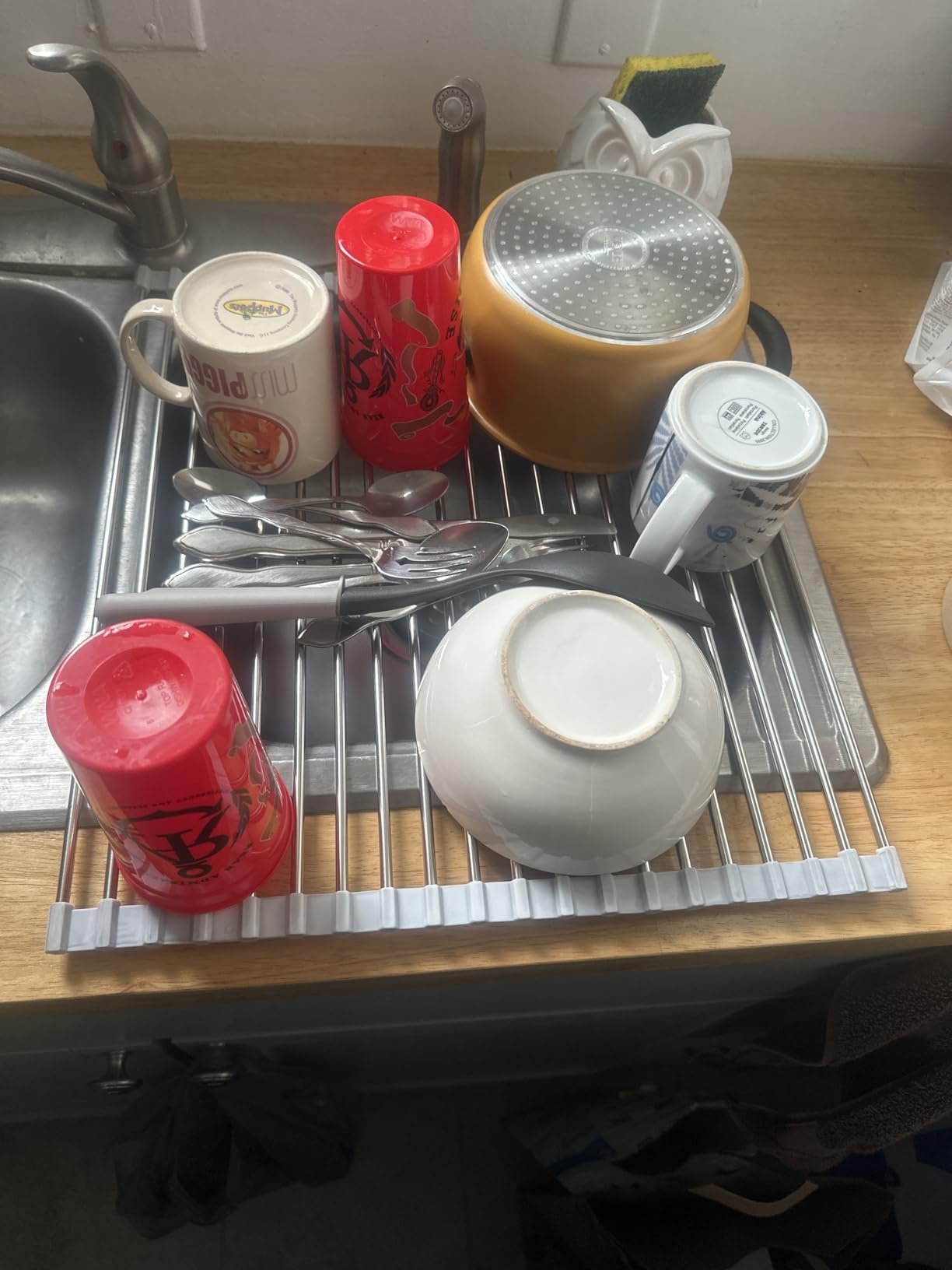 Tomorotec Roll Up Dish Drying Rack Over Sink, 304 Steel, 17.7x15.5, Grey customer photo 1