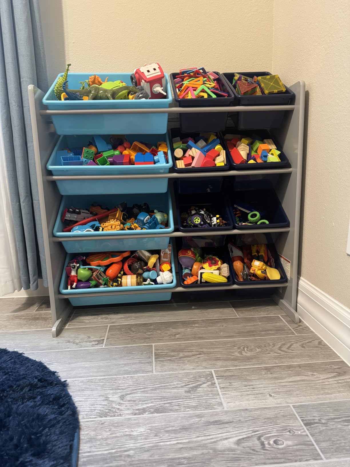 Delta Children Kids Toy Storage Organizer with 12 Plastic Bins - Greenguard Gold Certified, Grey/Blue customer photo 1