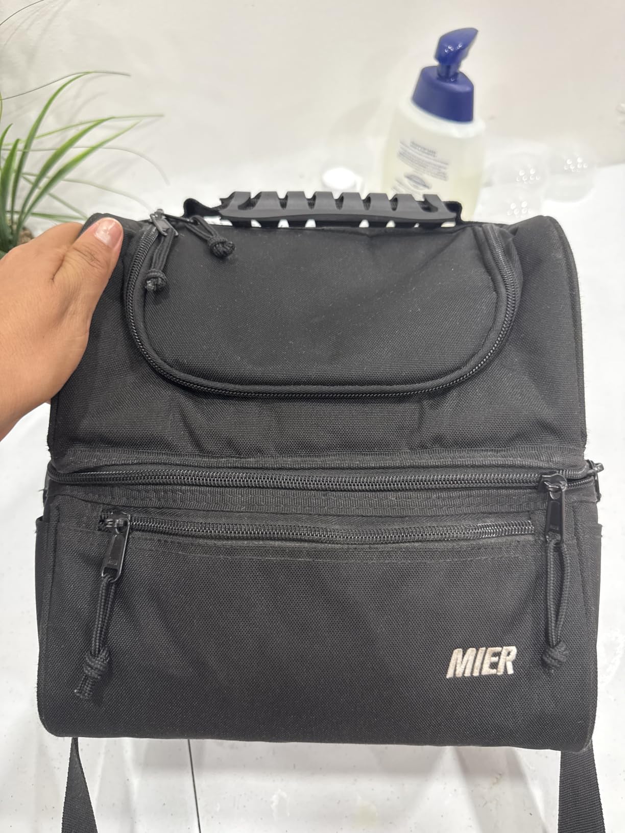 MIER Insulated Lunch Box Bags for Men Women, Dual Compartment, Black customer photo 2