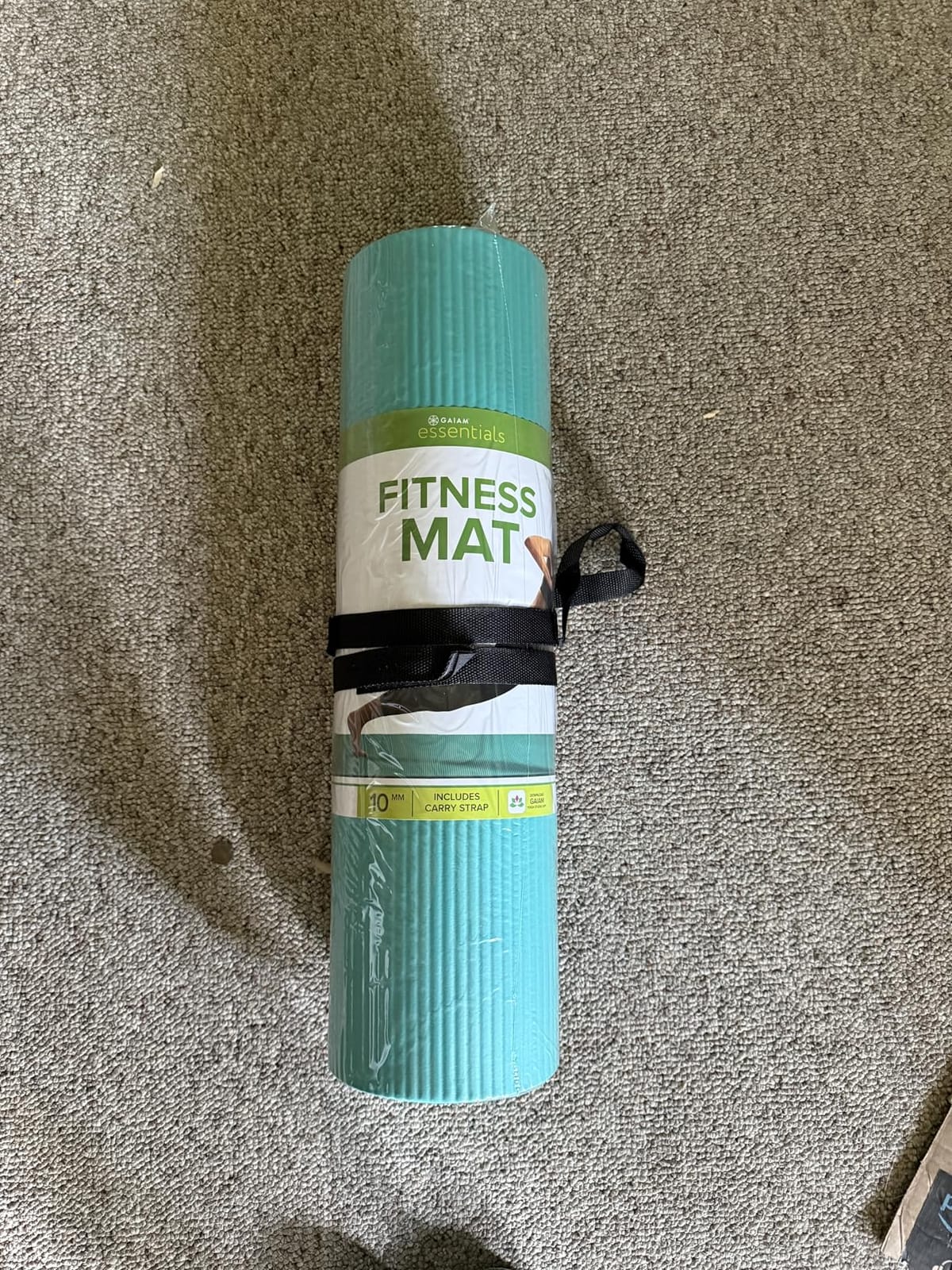 Gaiam Thick Yoga Mat, Exercise & Fitness Mat with Easy-Cinch Carrying Strap | Non-Slip NBR Foam | Joint Cushioning | Yoga, Pilates, Fitness & Floor Workouts | 72