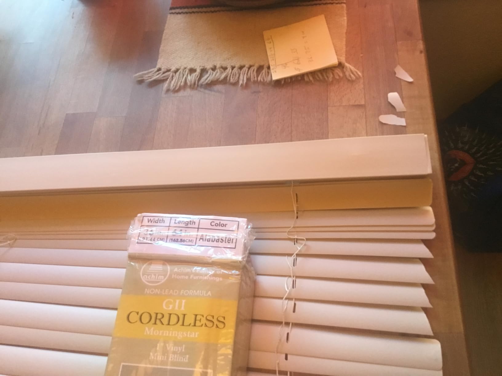 Cordless Light Filtering Mini Blinds for Indoor, 34 x 64 in, Pearl White customer photo 1