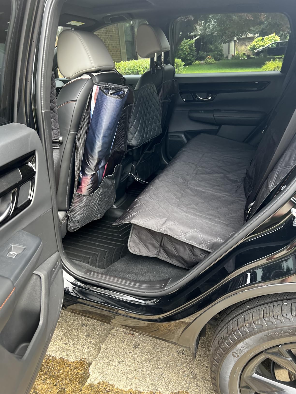 lebogner Back Seat Cover For Kids + 3 Pocket Storage Organizer, 2 Pack X-Large Waterproof Kick Mats Backseat Protector, Car Seat Back Protectors For Vehicles To Protect From Dirt, Mud & Scratches customer photo 2