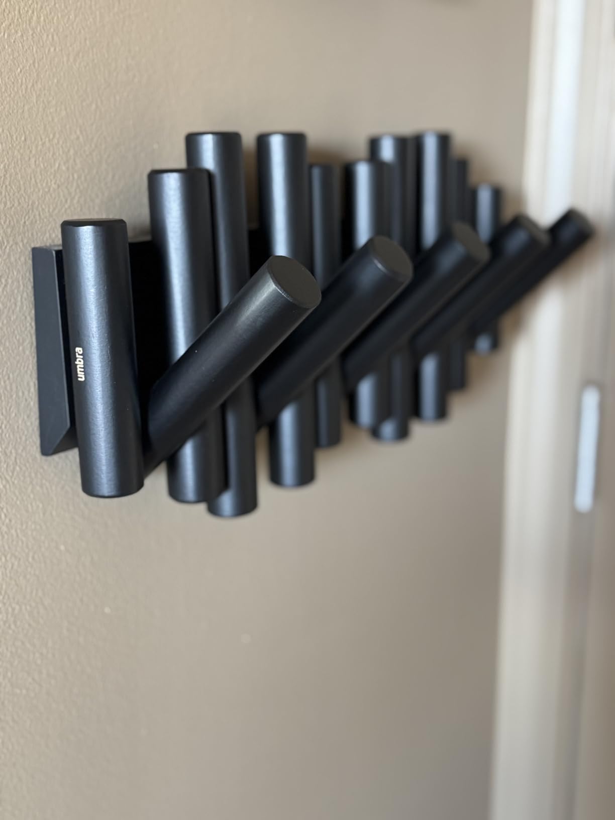 Umbra Picket Coat Rack, Wall Mount 5 Flip-Down Coat Hooks, Natural customer photo 1