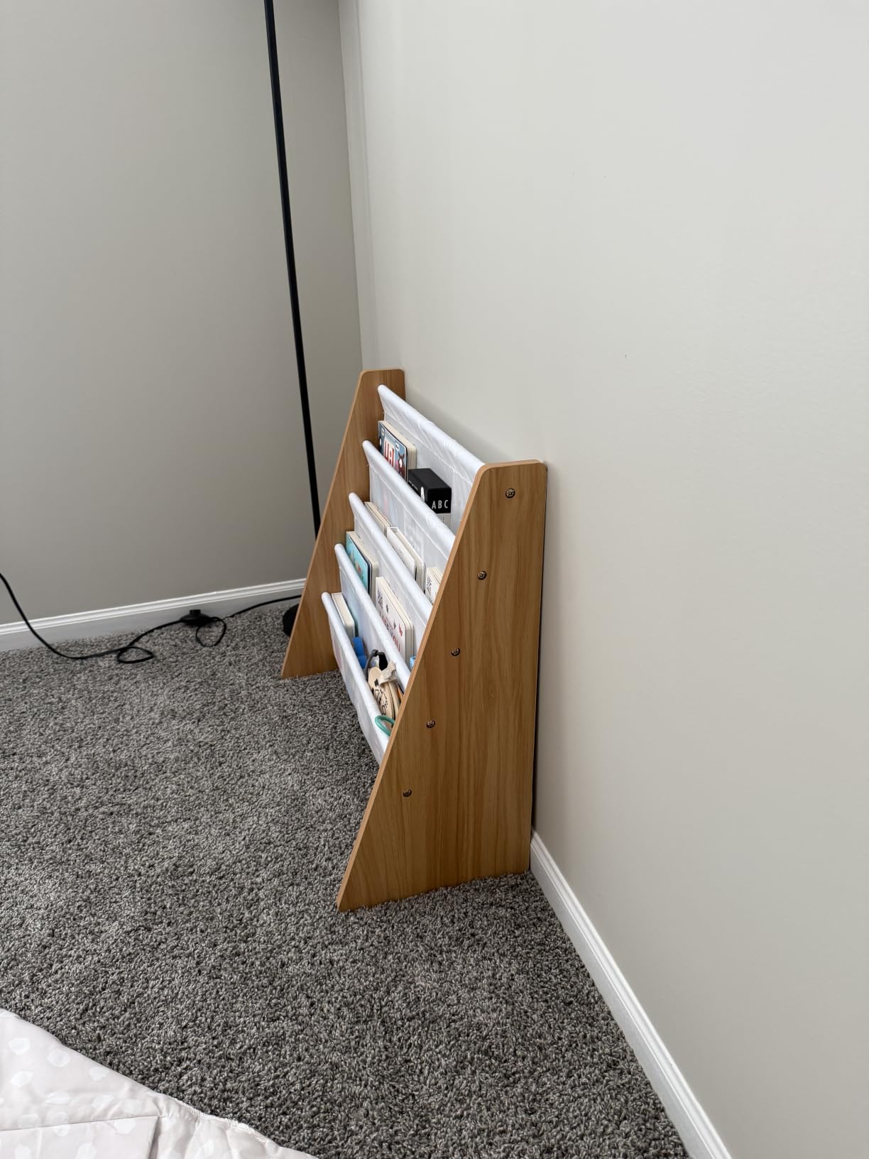 Humble Crew Kids Bookshelf, Montessori Front Facing Toddler Bookcase 4 Tier | Book display rack and reading nook organizer, nylon pockets show covers face out, compact for any playroom or bedroom space customer photo 2