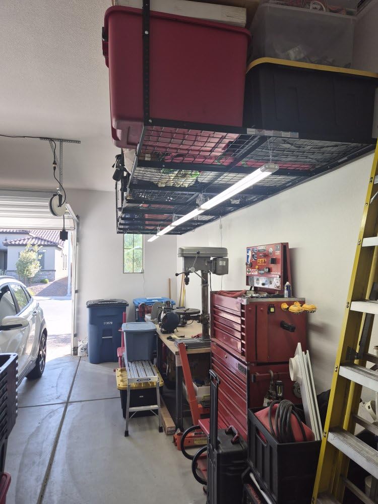 FLEXIMOUNTS 4x8 Overhead Garage Ceiling Storage Rack Adjustable, Hammertone customer photo 1