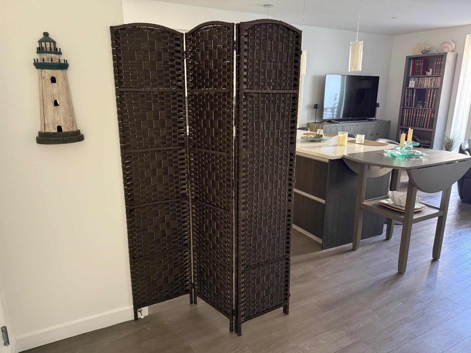 RHF Room Divider Panel,4 Panel Partition Room Dividers Screen, Dark Mocha customer photo 2