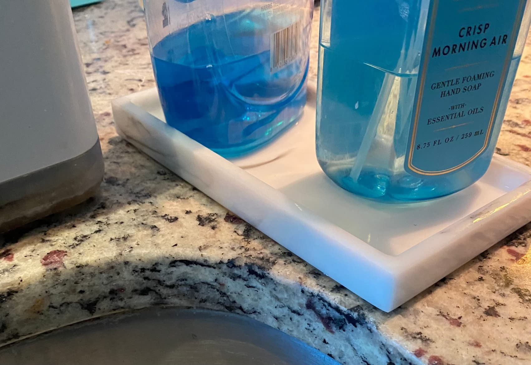 Luxspire Resin Bathroom Tray for Countertop Organizer, Mini, White Marble customer photo 2