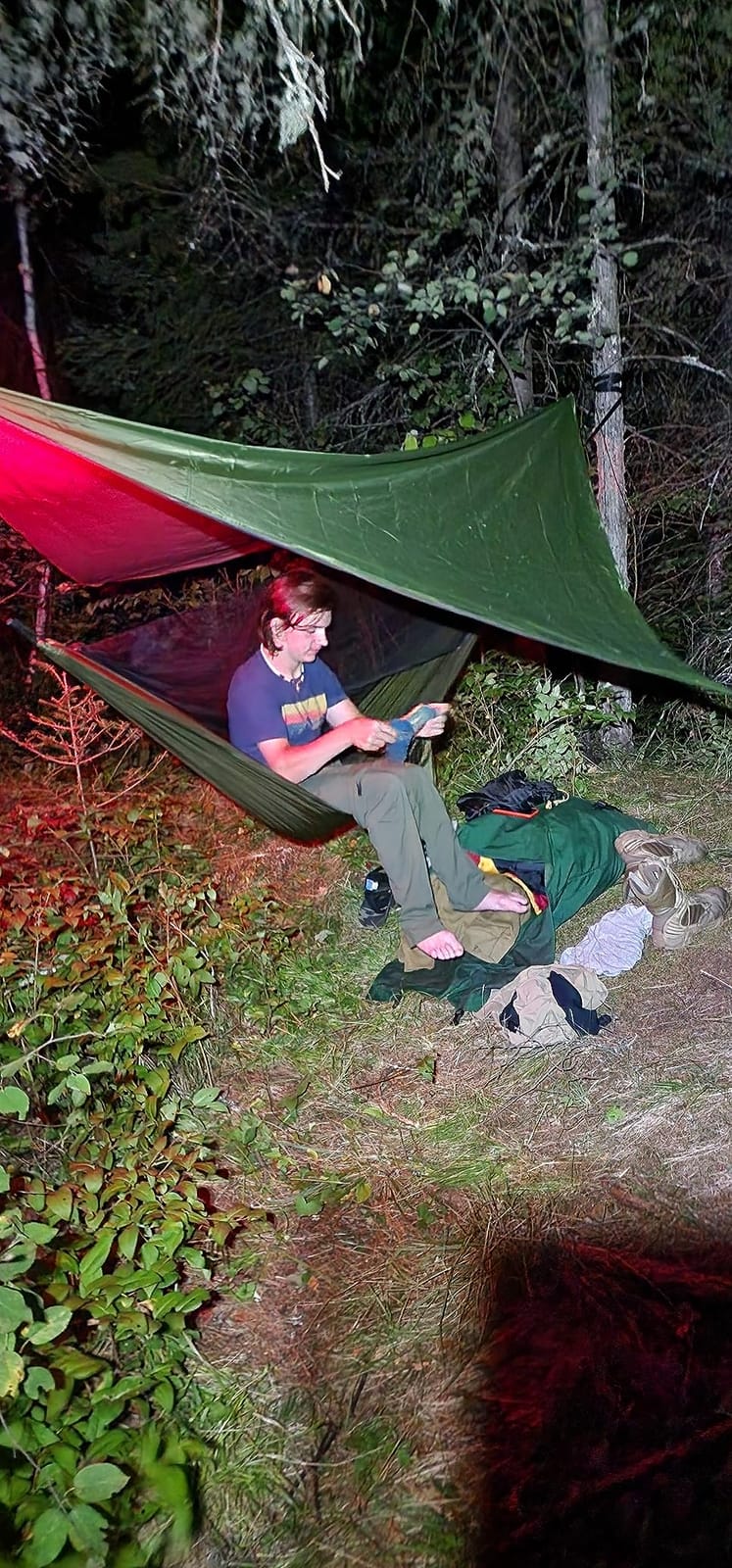 Camping Hammock with Rain Fly Tarp and Mosquito Net Tent Tree Straps, Portable Single Double Nylon Parachute Hammock Rainfly Set for Backpacking Hiking Travel Yard Outdoor Activities Green customer photo 2