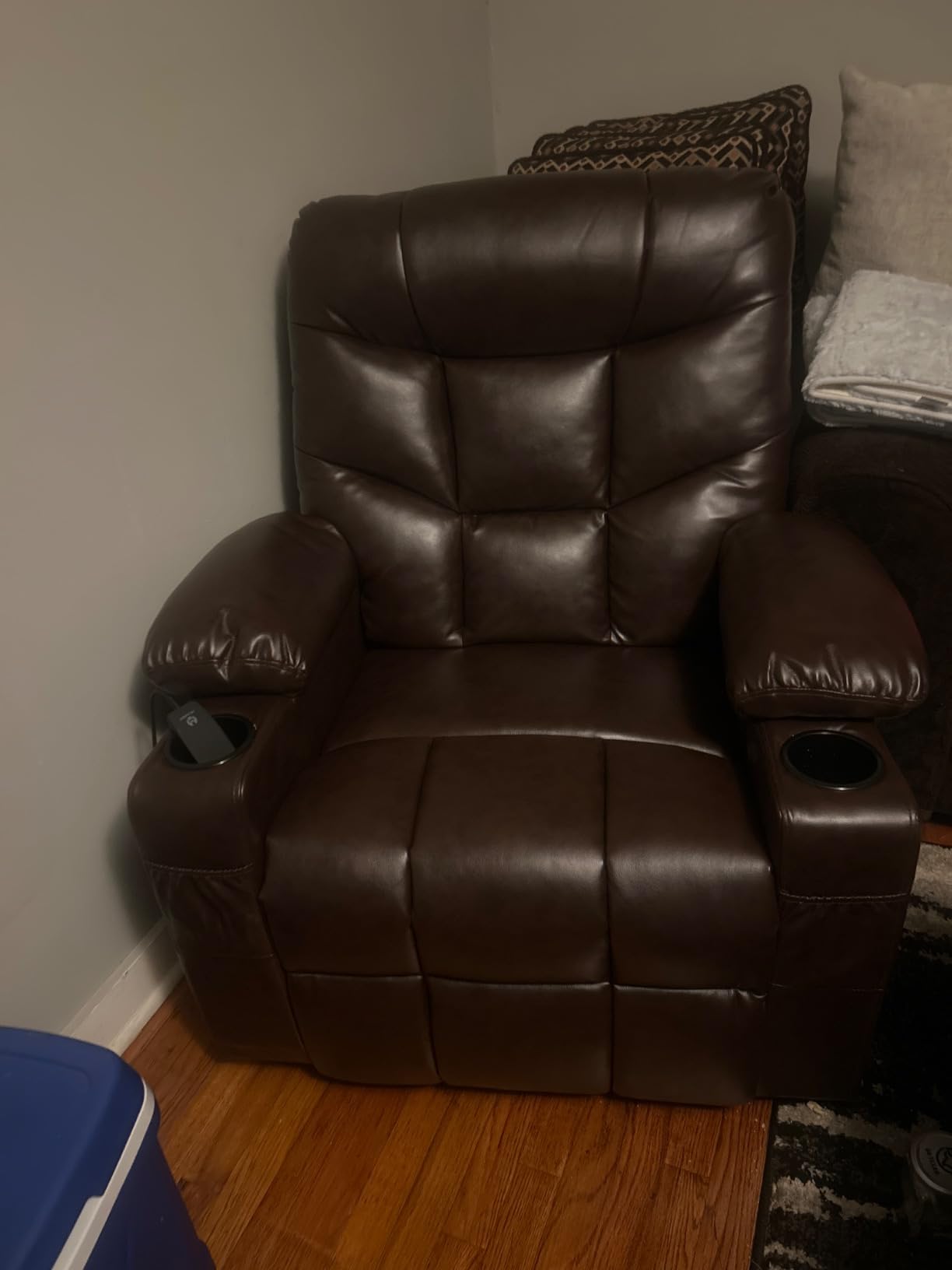 MCombo Power Lift Recliner Chair, Leather 7287 (Dark Brown, Medium) customer photo 1