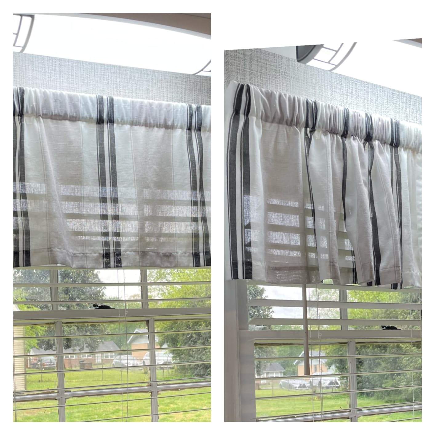 jinchan Linen Boxter Stripe Valances for Window 16 inch,Sage Green,1 Panel customer photo 1