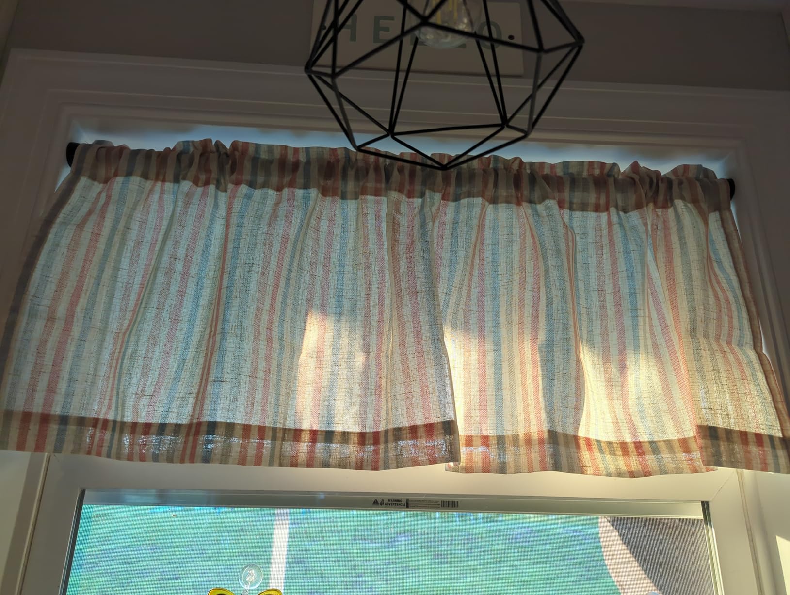 jinchan Linen Boxter Stripe Valances for Window 16 inch,Sage Green,1 Panel customer photo 2