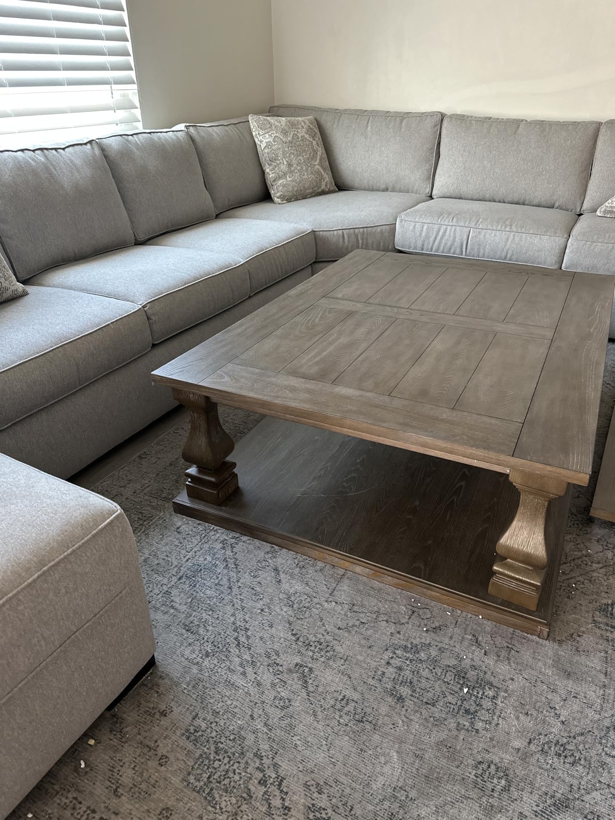 Signature Design by Ashley Large Farmhouse Coffee Table, Weathered Gray customer photo 1