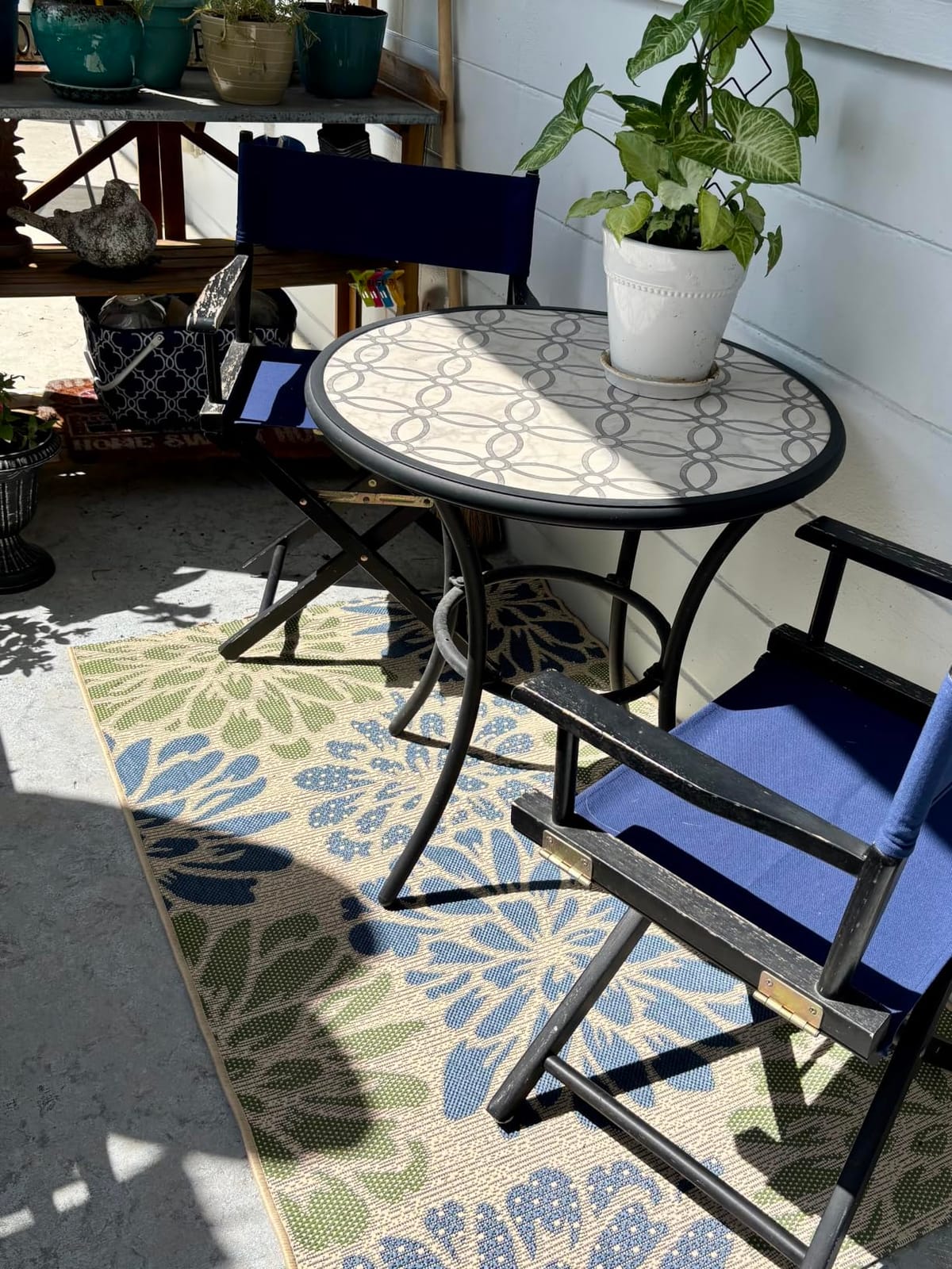 JONATHAN Y Floral Textured Weave Indoor Outdoor Area Rug 4X6 Navy/Aqua, Zinnia Modern for Backyard, Patio, Porch, Easy-Cleaning, High Traffic, Pet-Friendly, Non-Shedding (SMB110C-4) customer photo 2